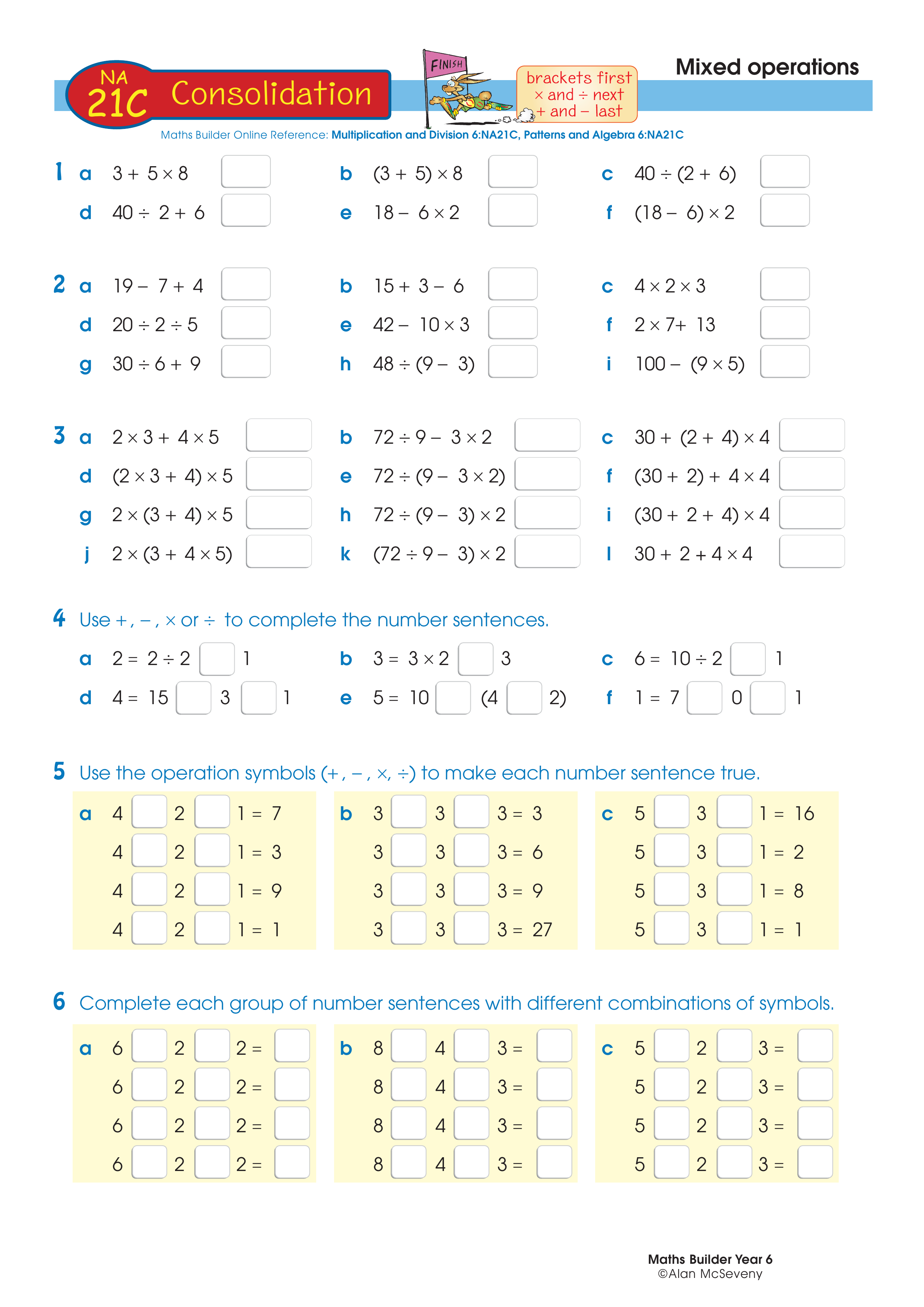 Mixed operations — worksheet preview