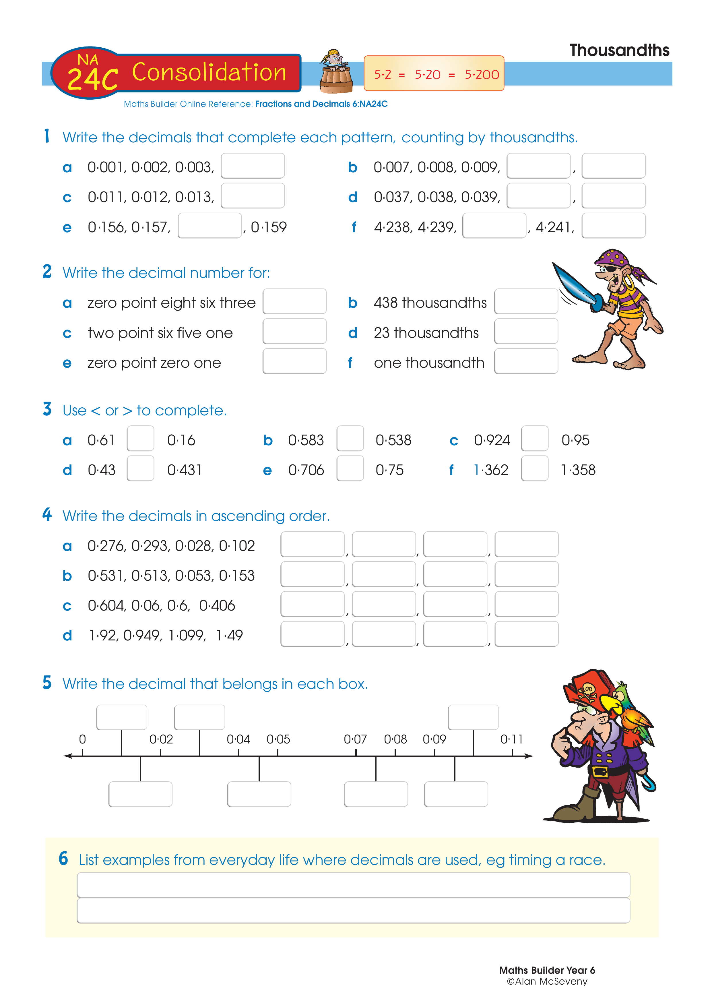Thousandths — worksheet preview