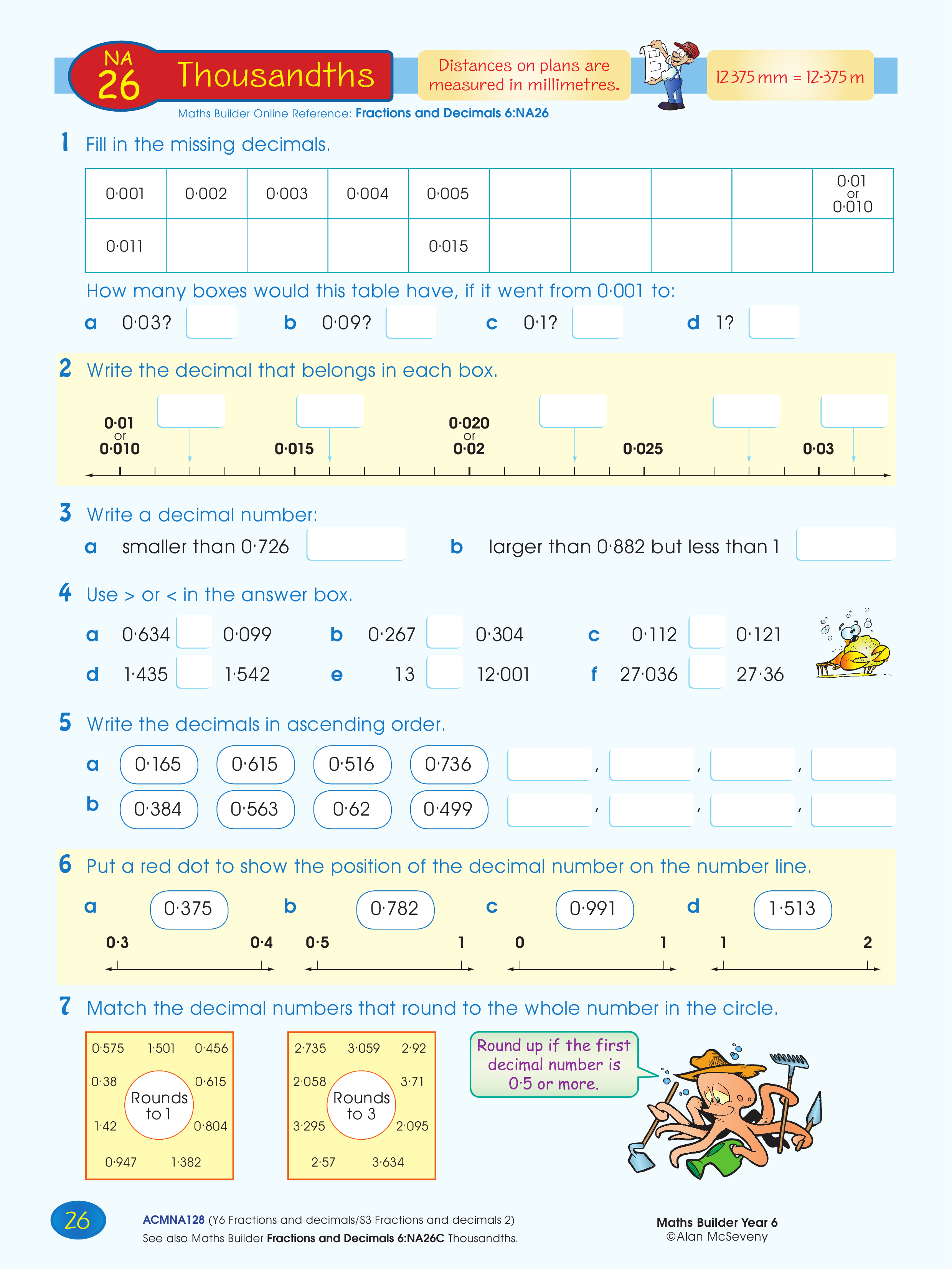 Thousandths — worksheet preview