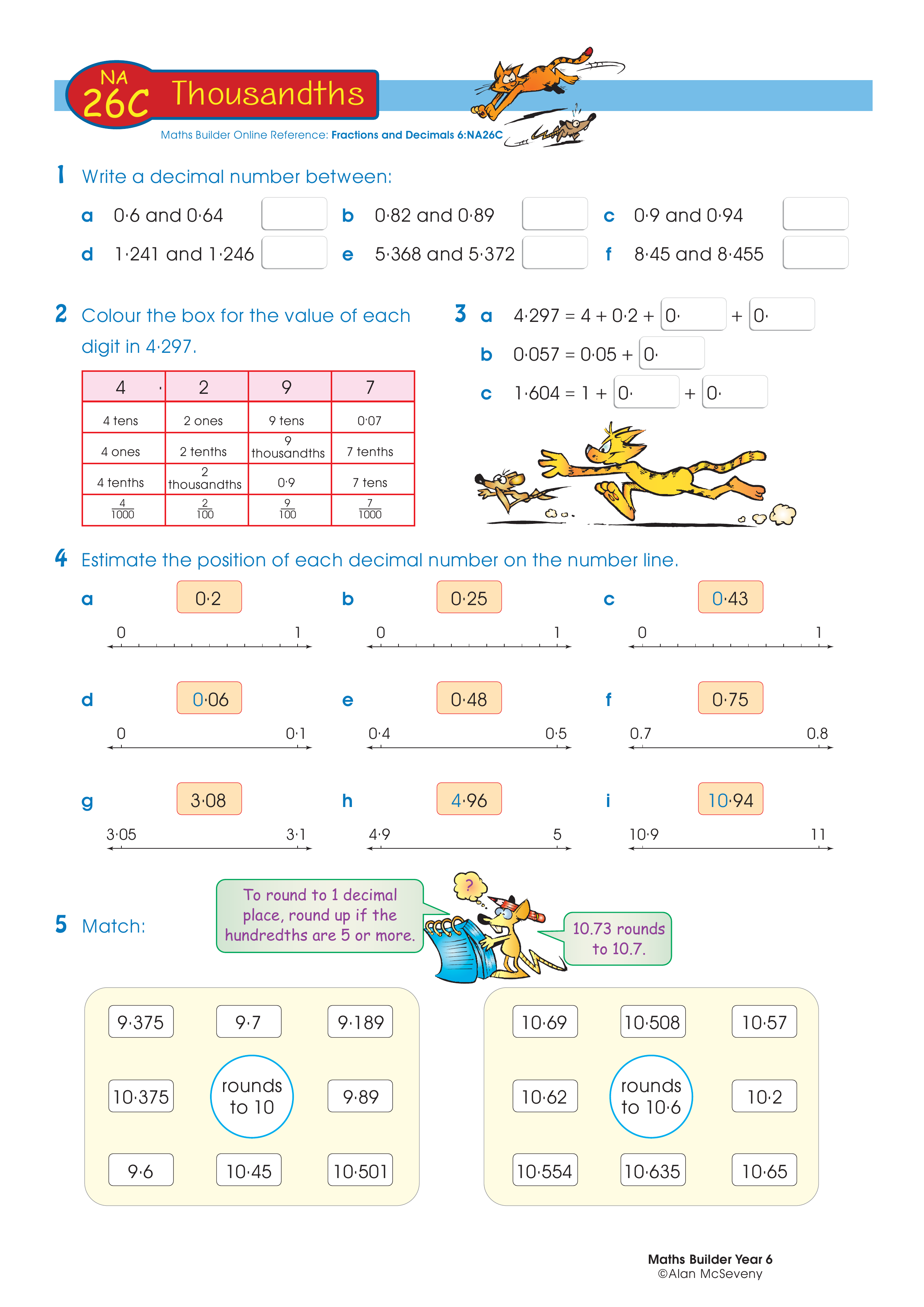 Thousandths — worksheet preview