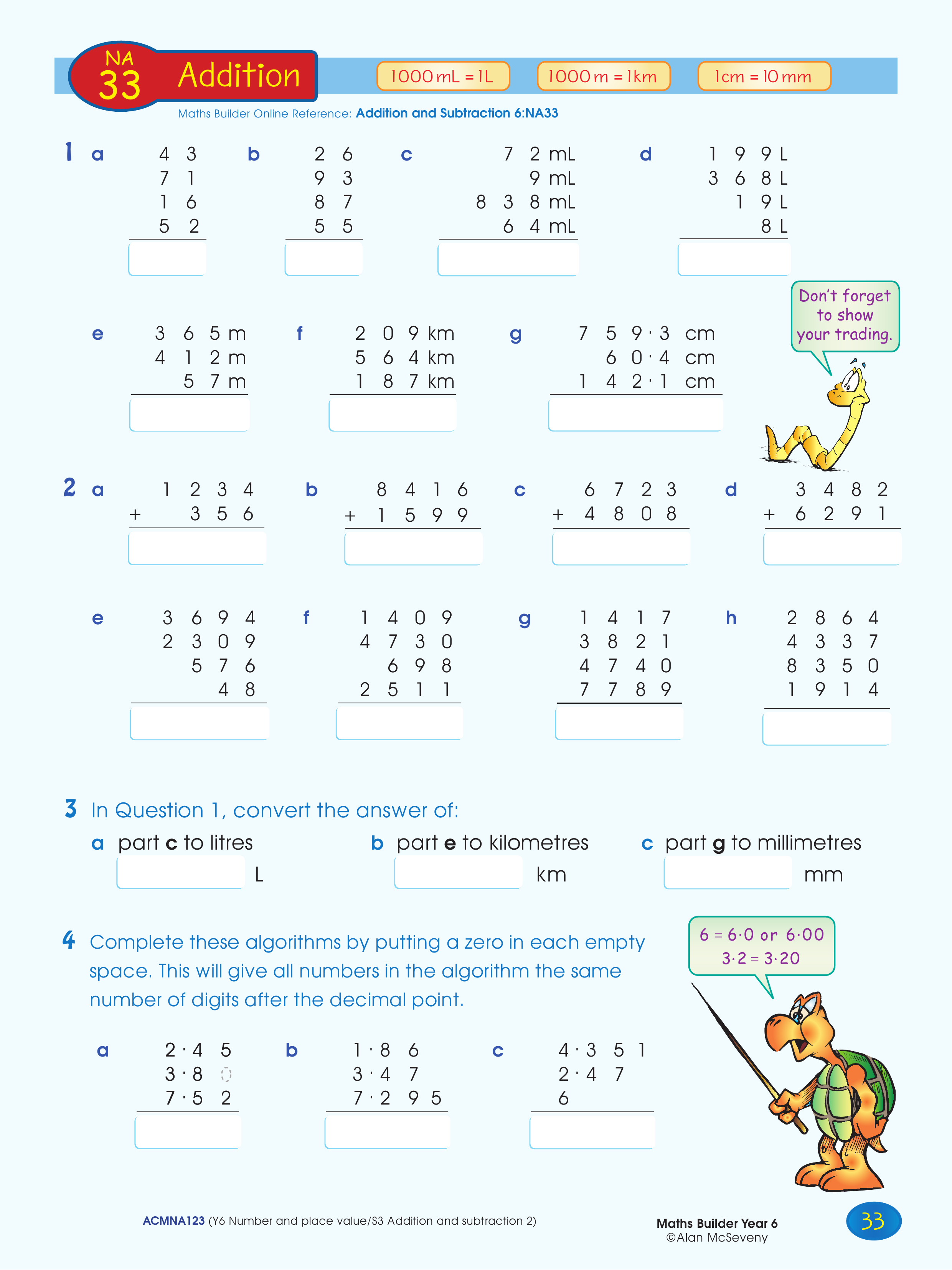 Addition — worksheet preview