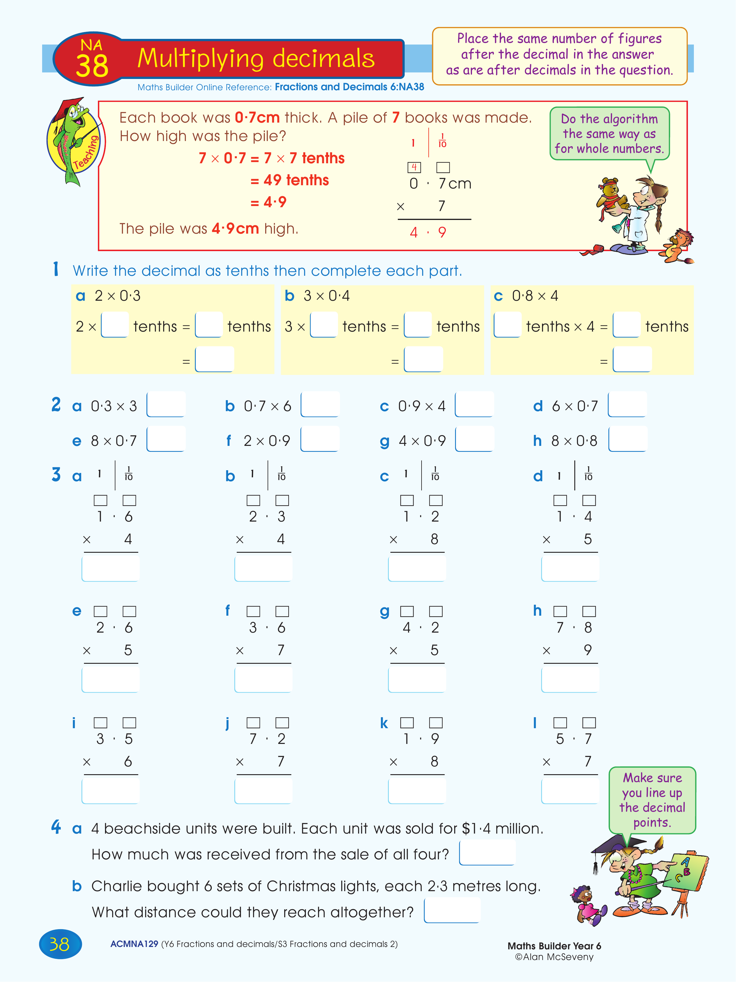 Multiplying decimals — worksheet preview