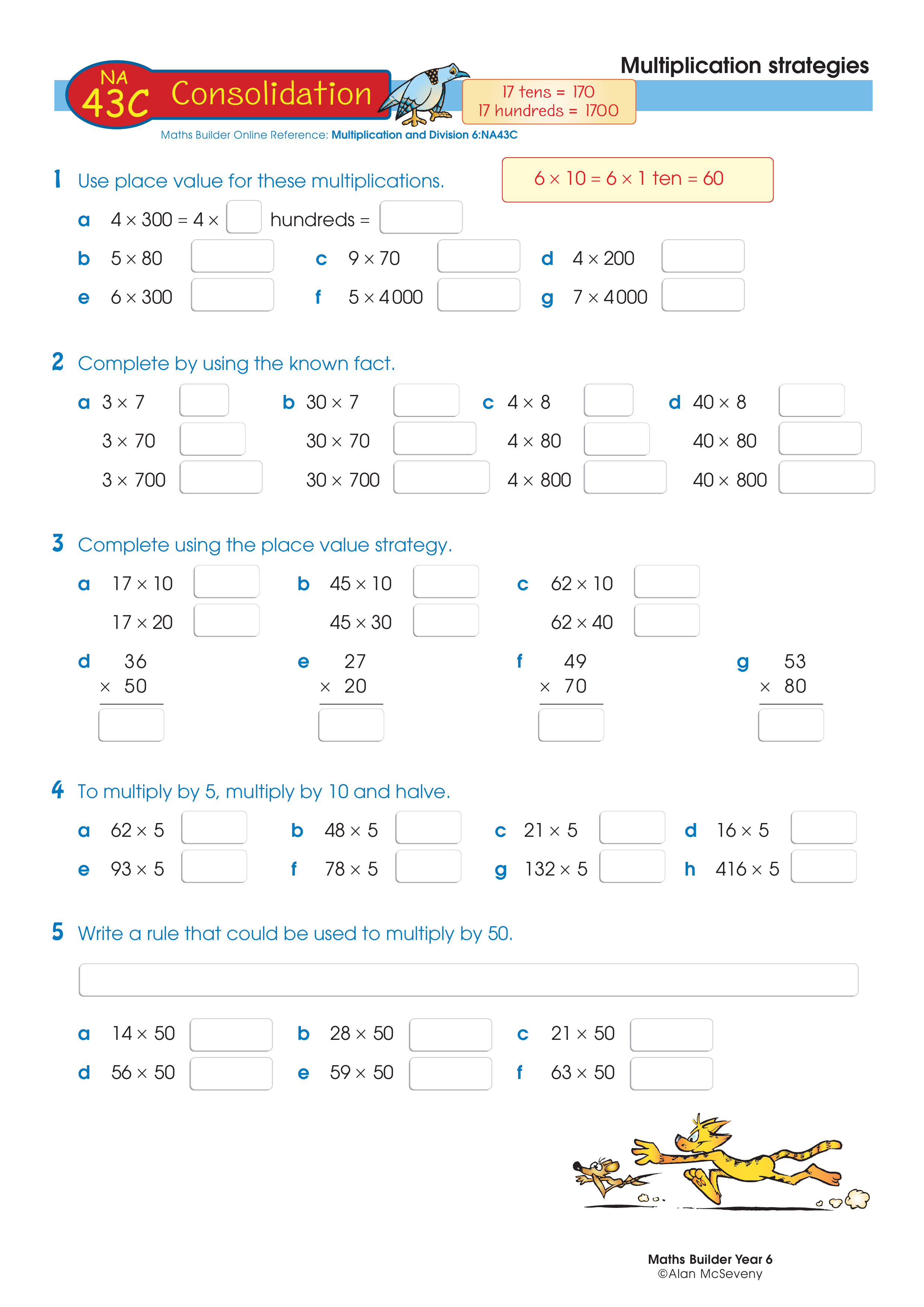 Multiplication strategies — worksheet preview