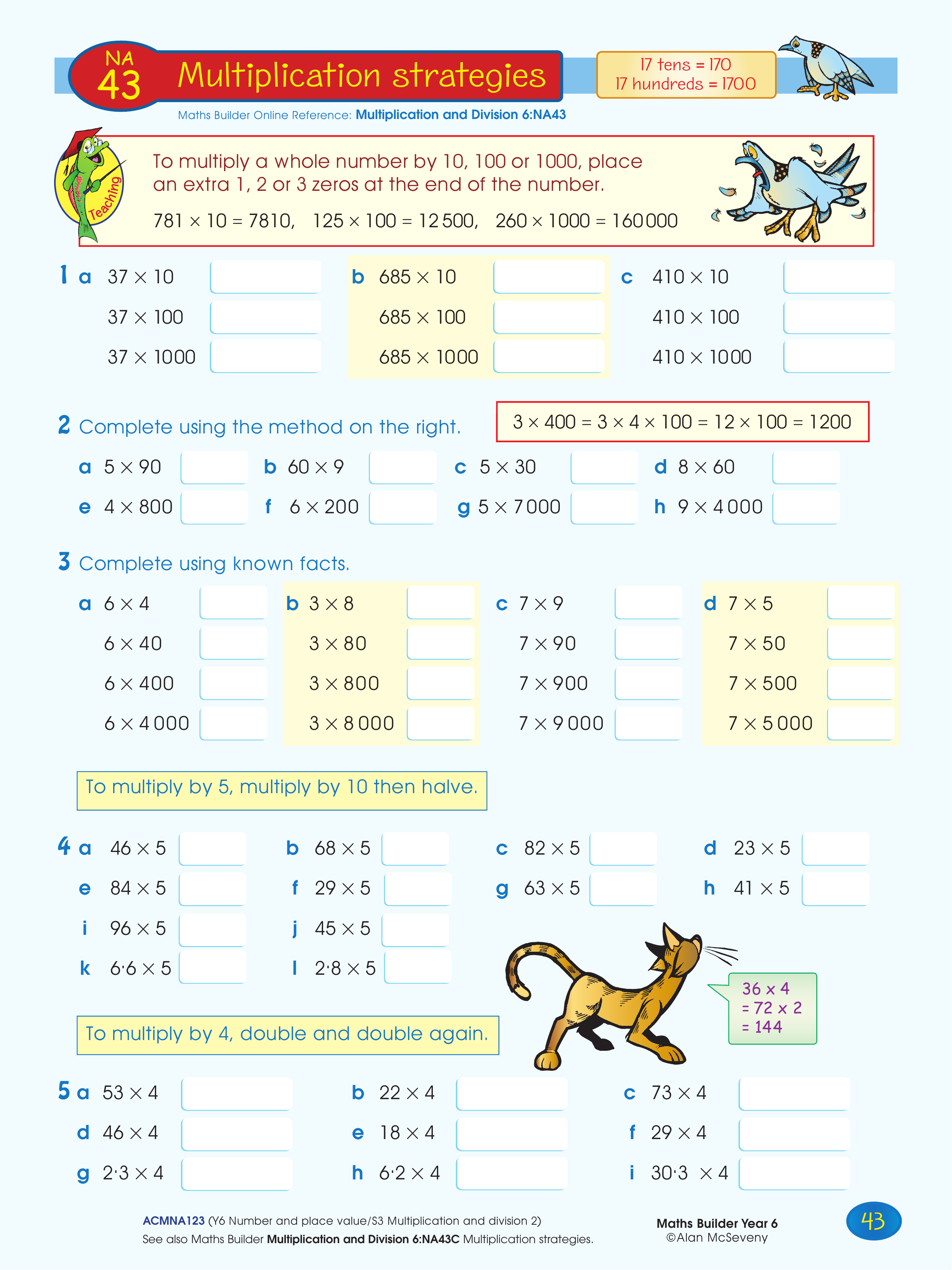 Multiplication strategies — worksheet preview
