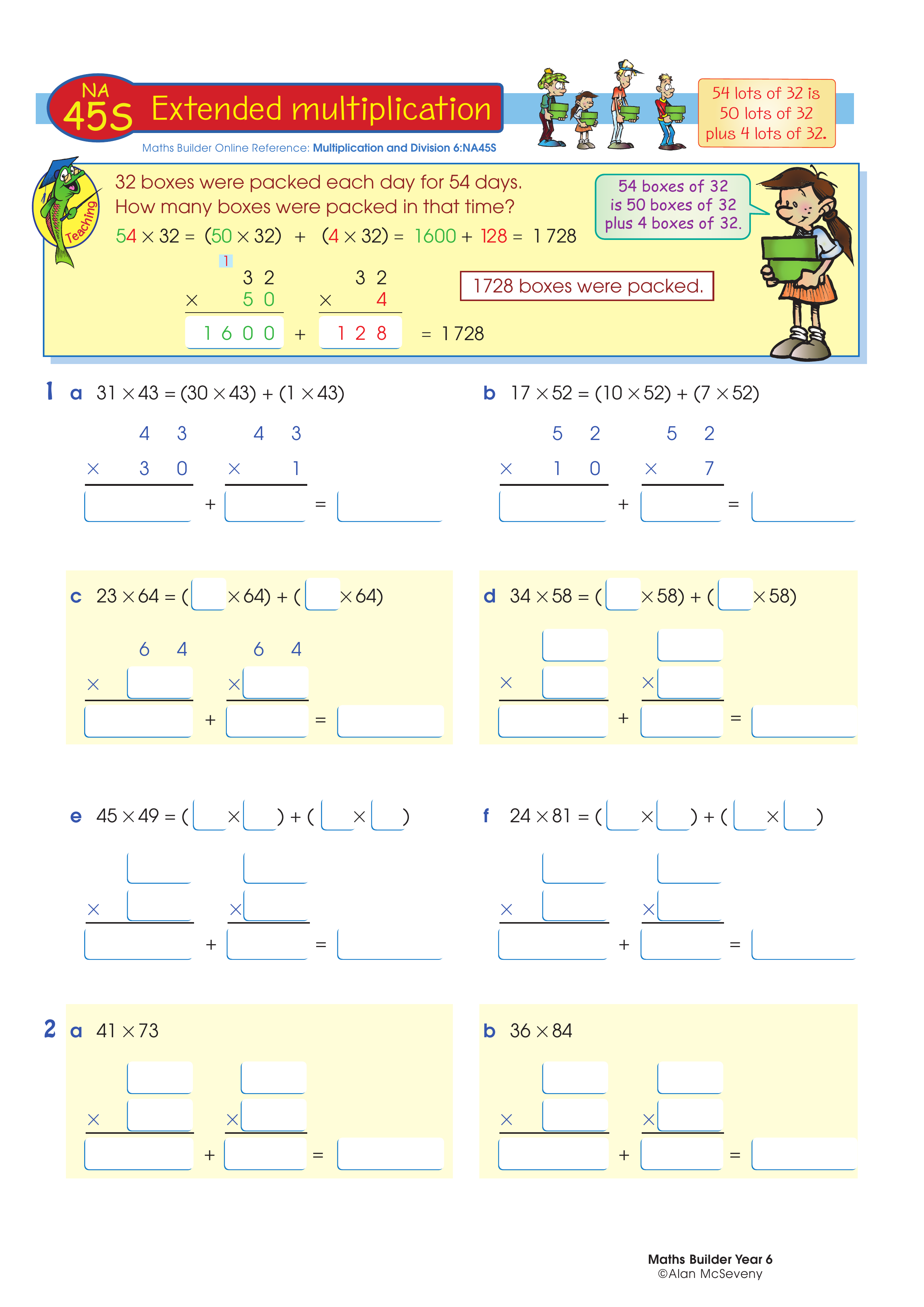 Extended multiplication — worksheet preview