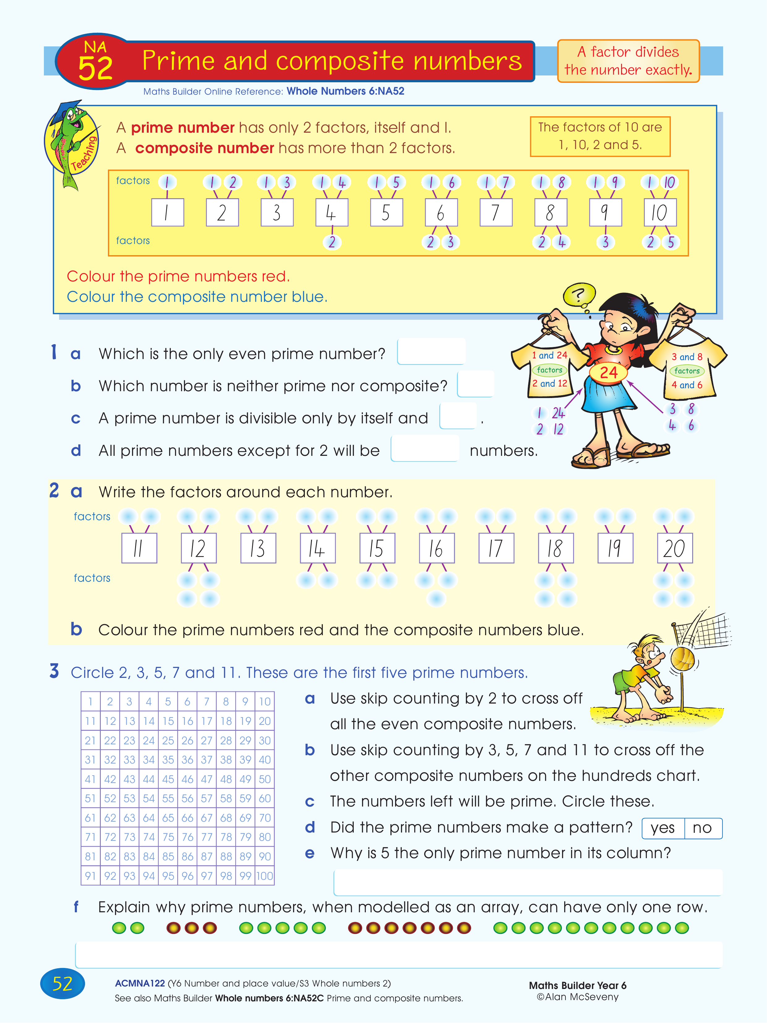 Prime and composite numbers — worksheet preview