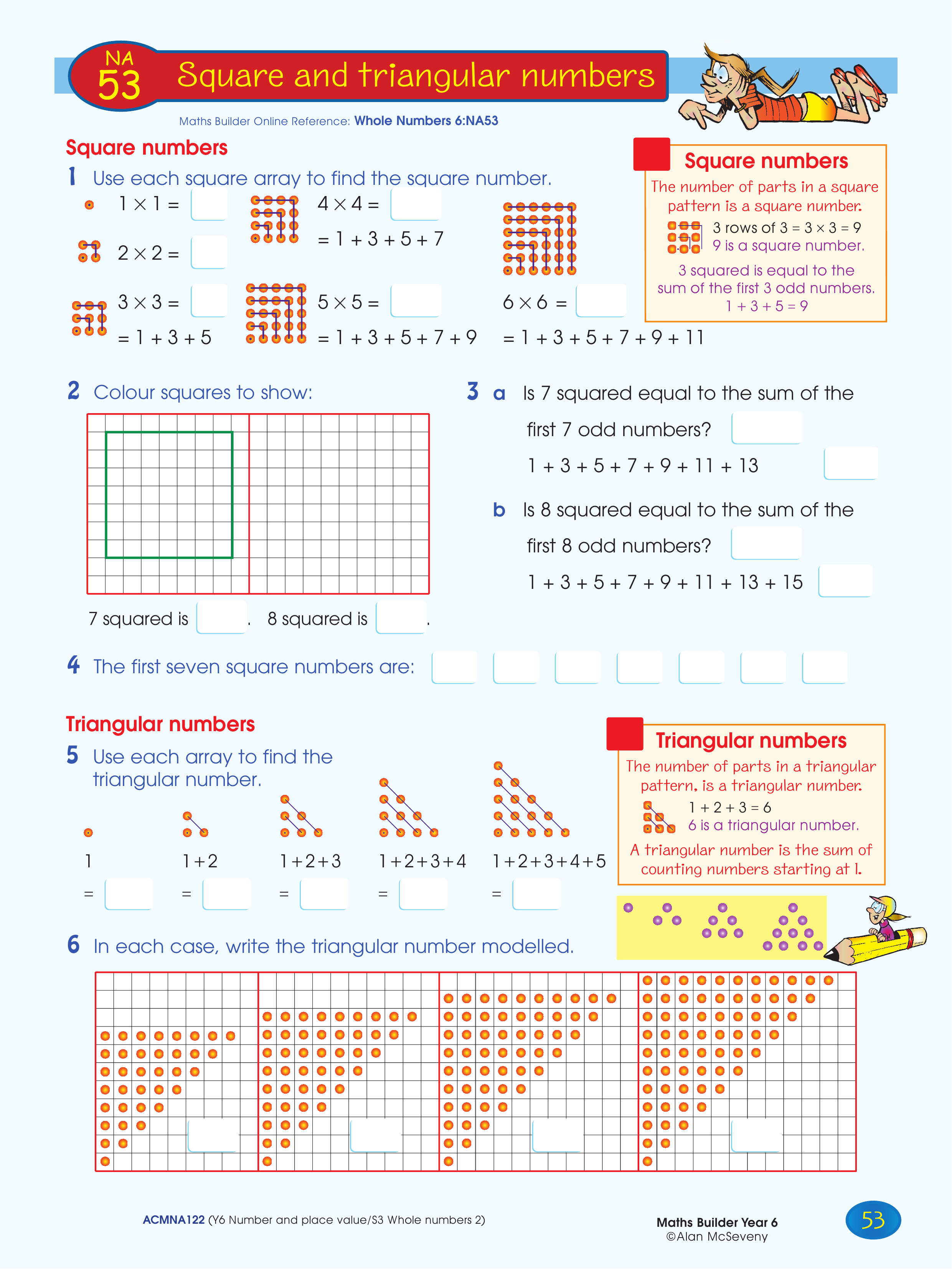 Square and triangular numbers — worksheet preview