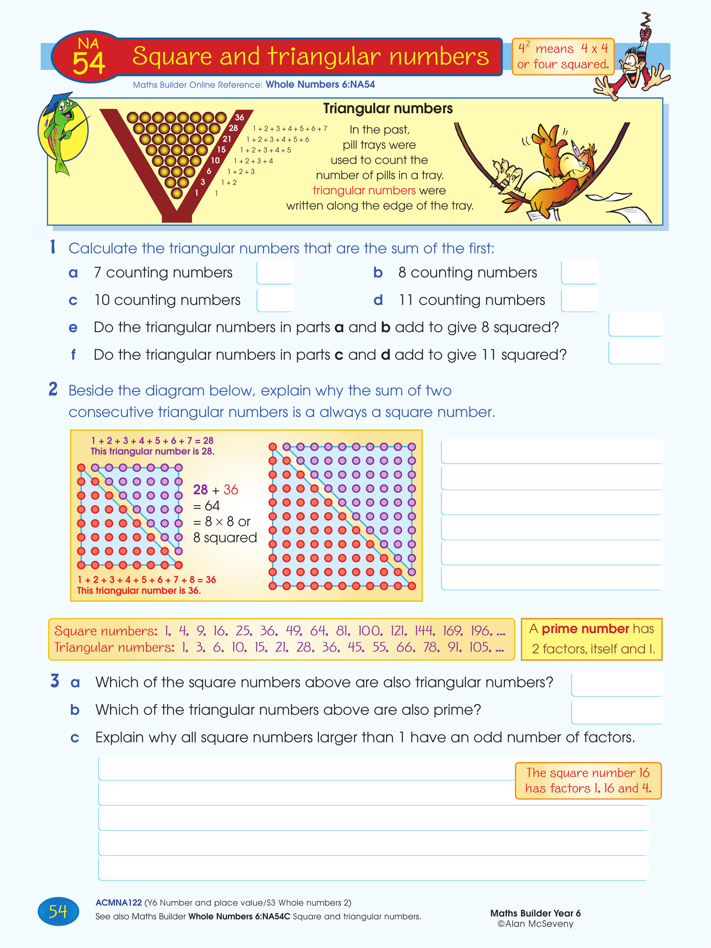 Square and triangular numbers — worksheet preview