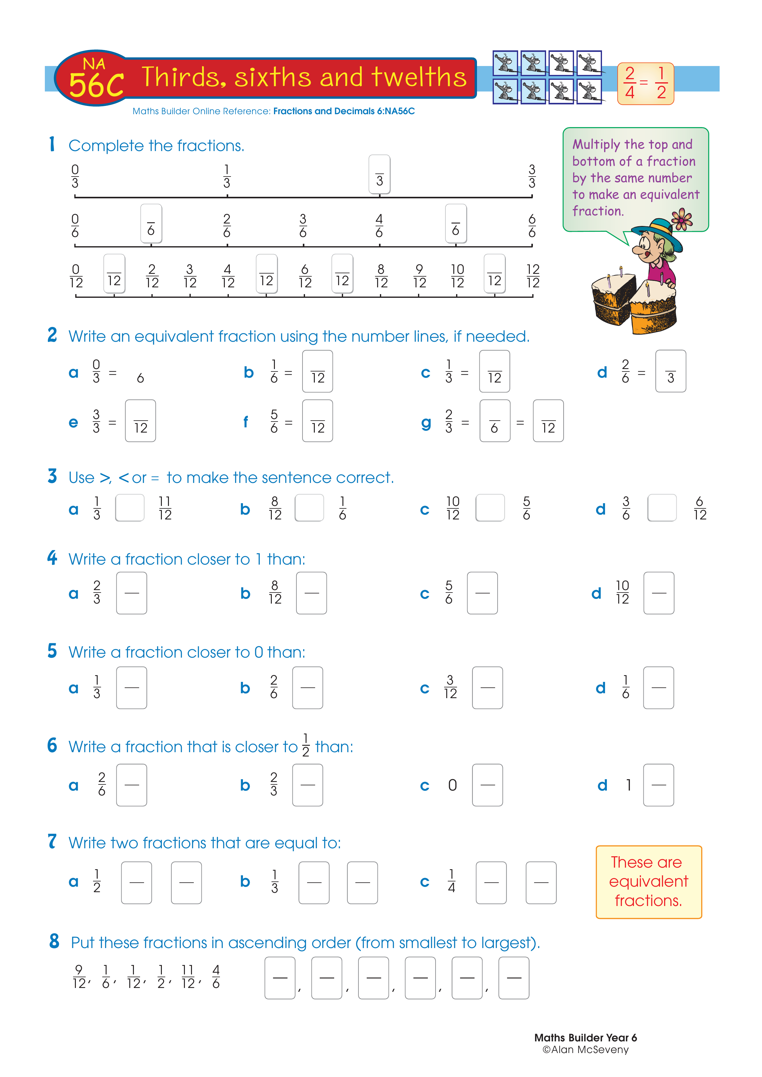 Thirds, sixths and twelfths — worksheet preview