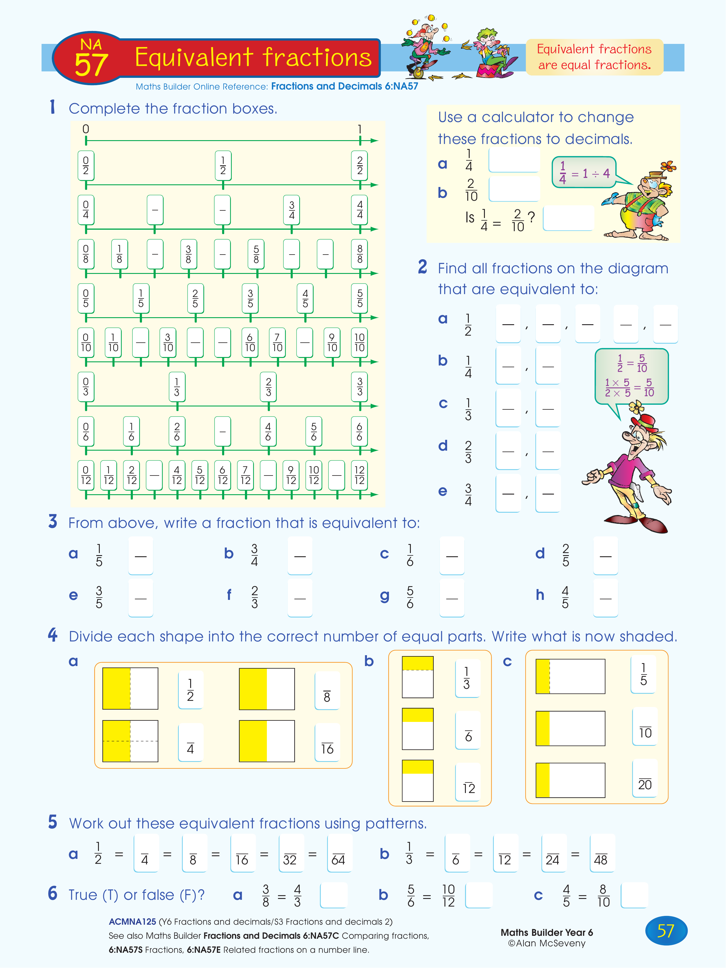 Equivalent fractions — worksheet preview