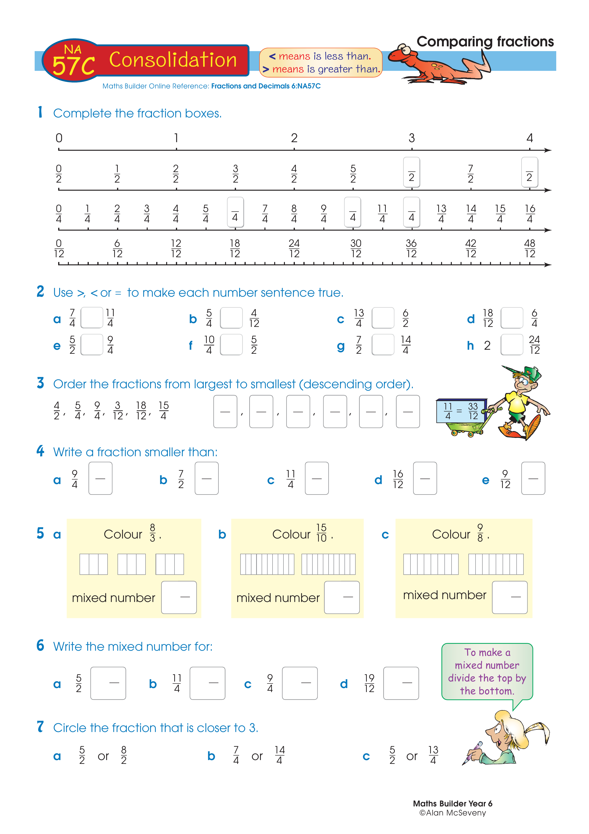 Comparing fractions — worksheet preview