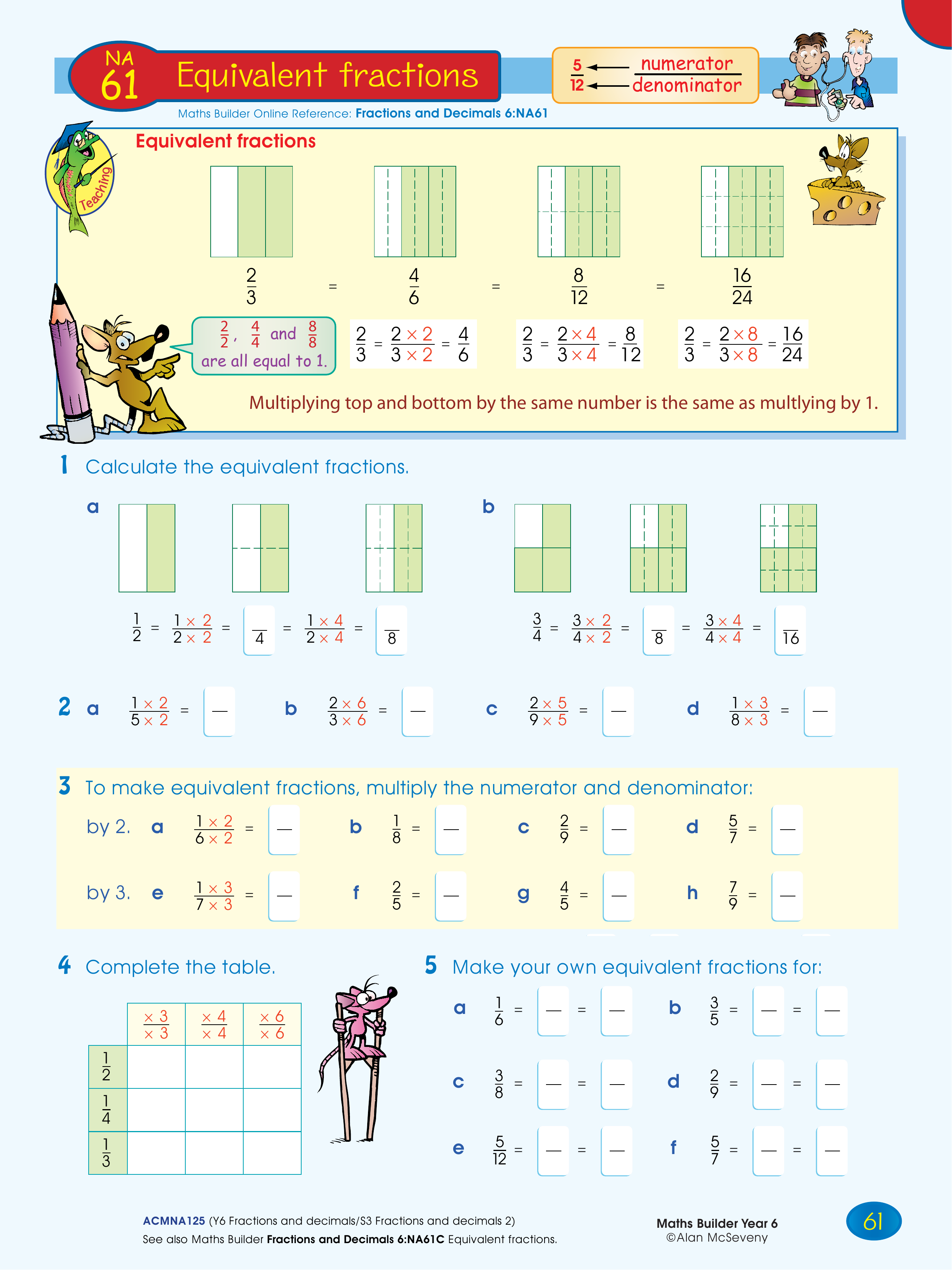 Equivalent fractions — worksheet preview