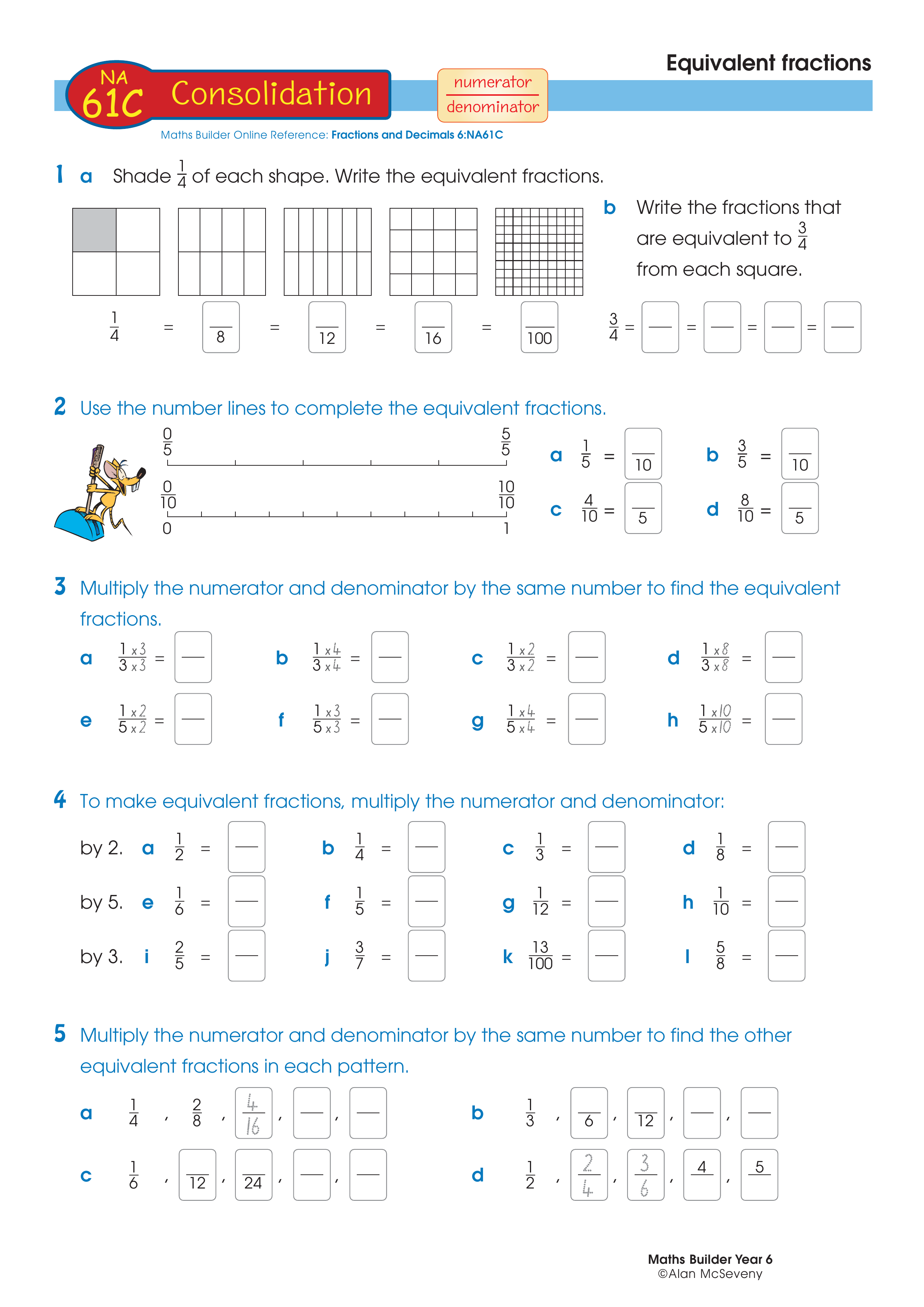 Equivalent fractions — worksheet preview