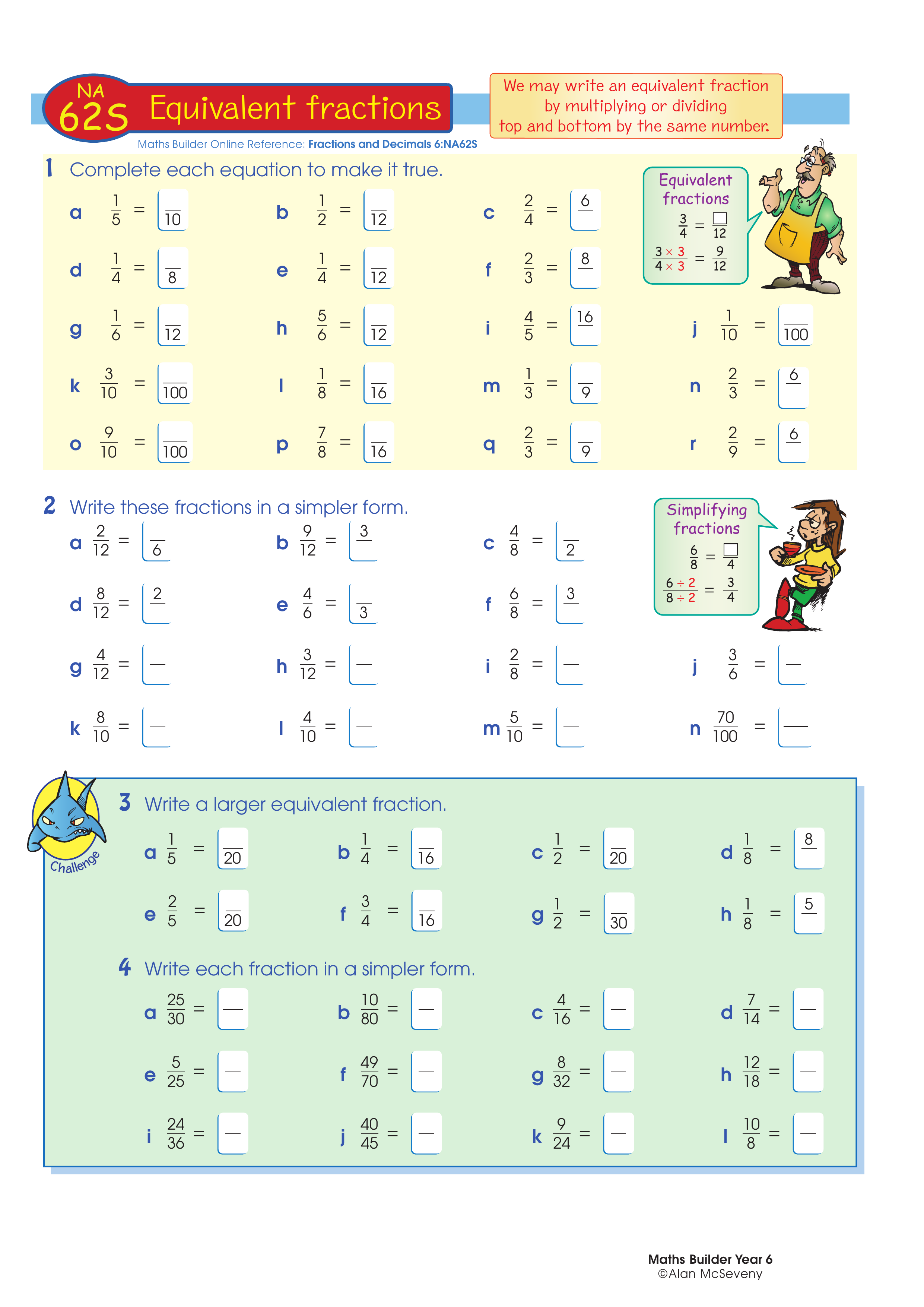 Equivalent fractions — worksheet preview