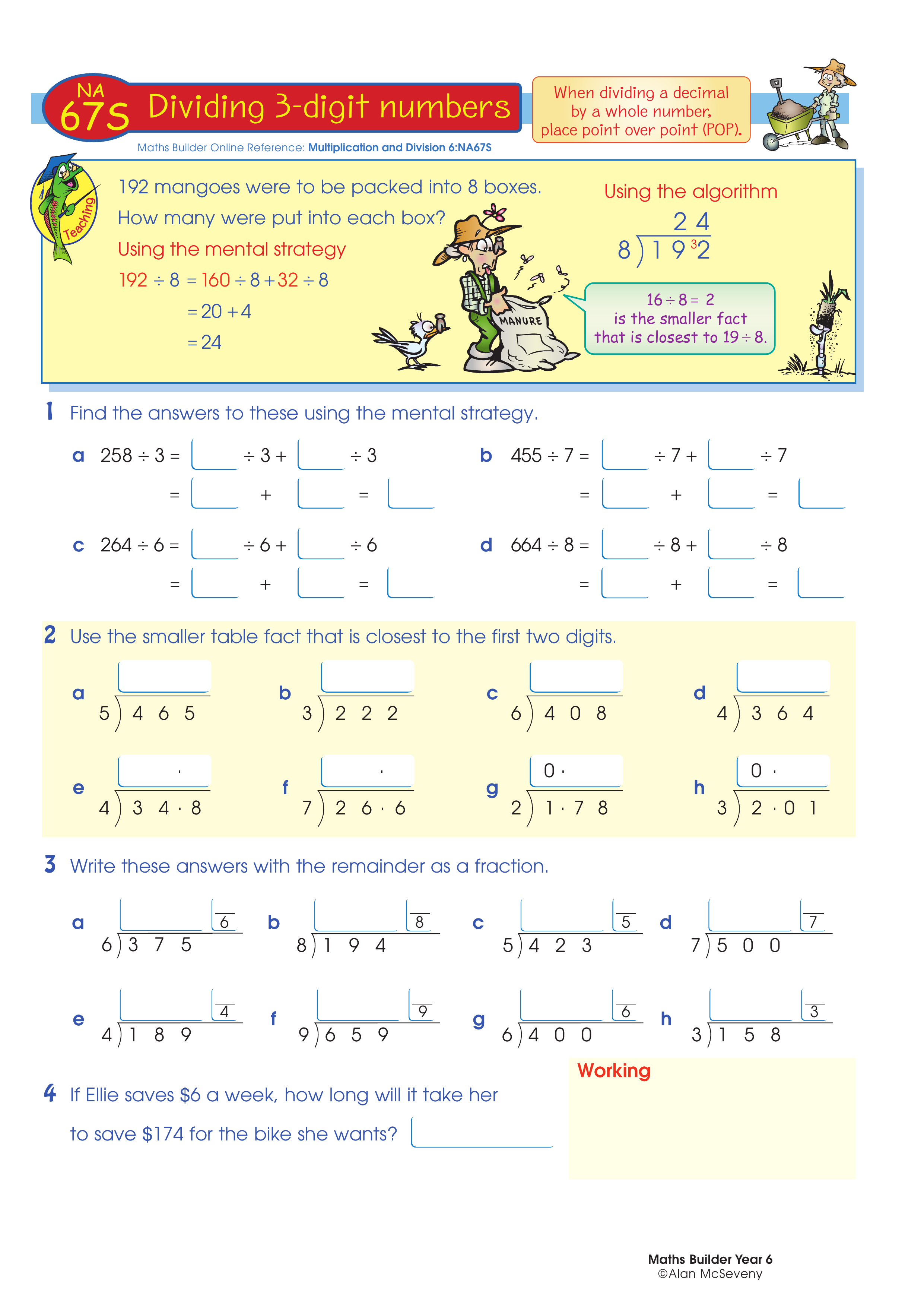 Dividing 3-digit numbers — worksheet preview