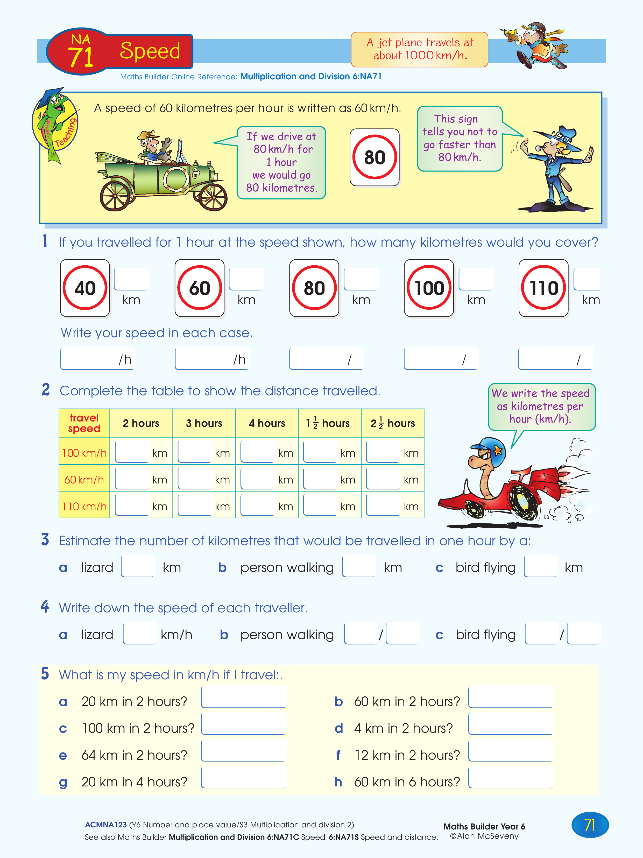 Speed — worksheet preview