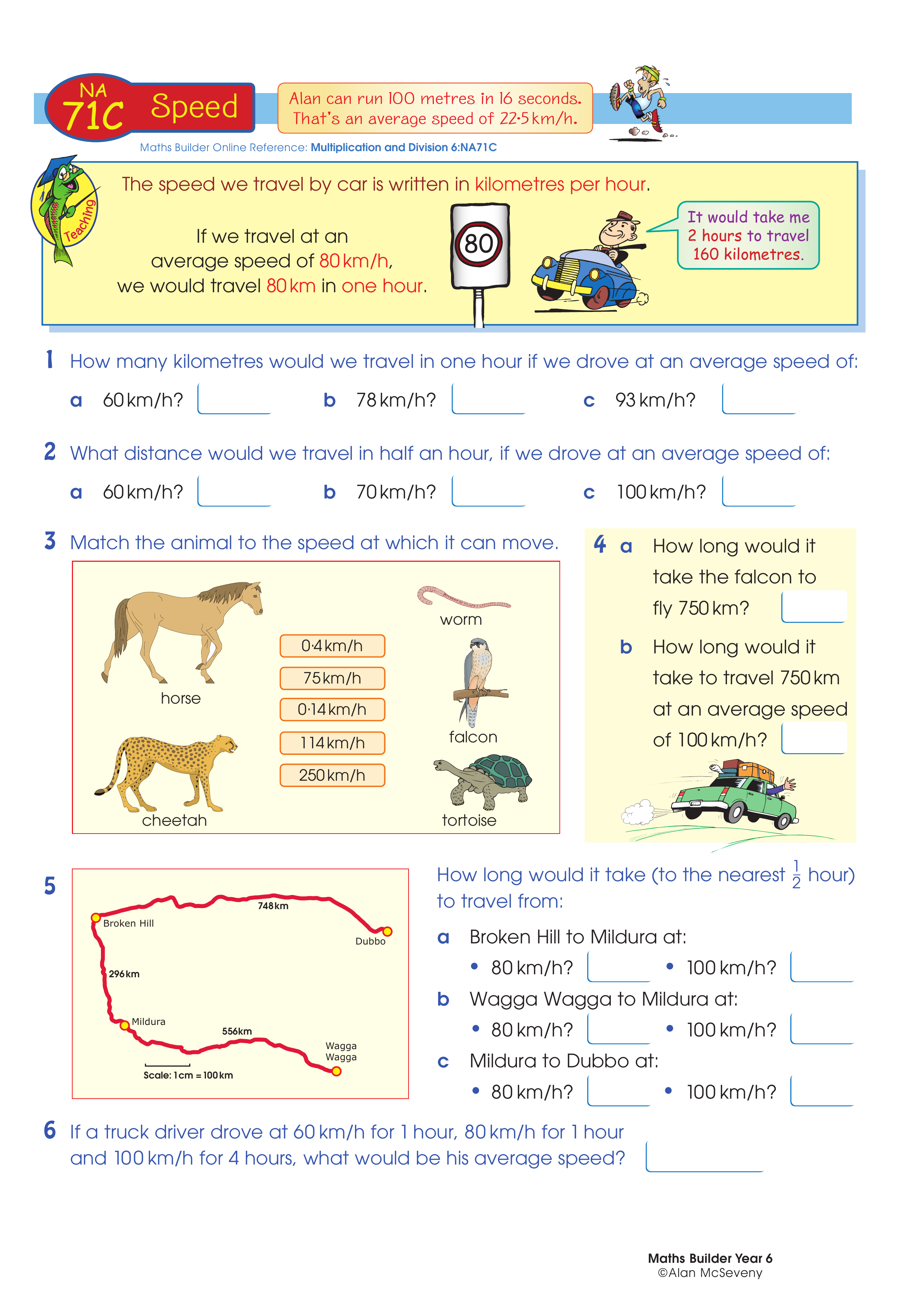 Speed — worksheet preview