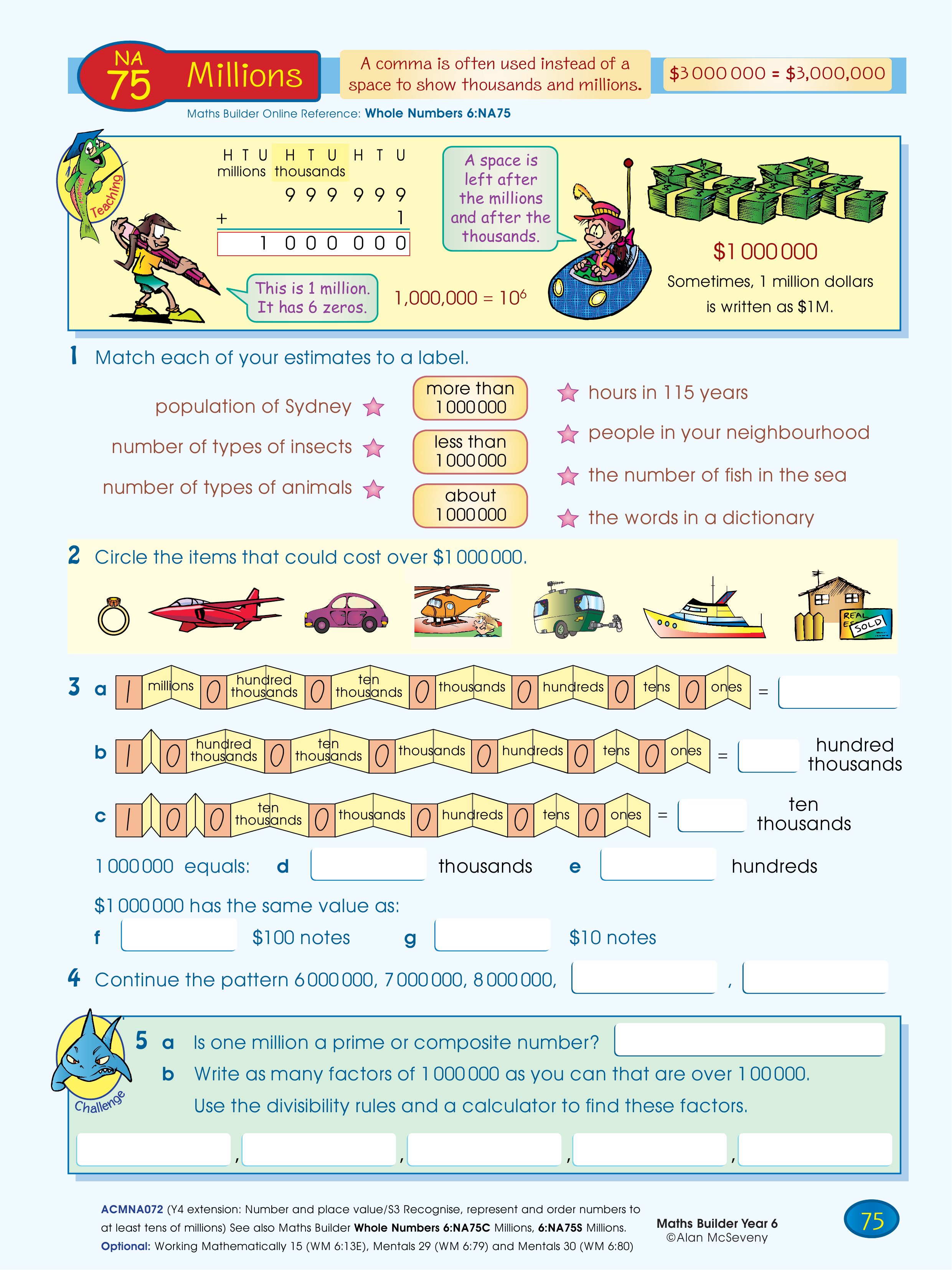 Millions — worksheet preview