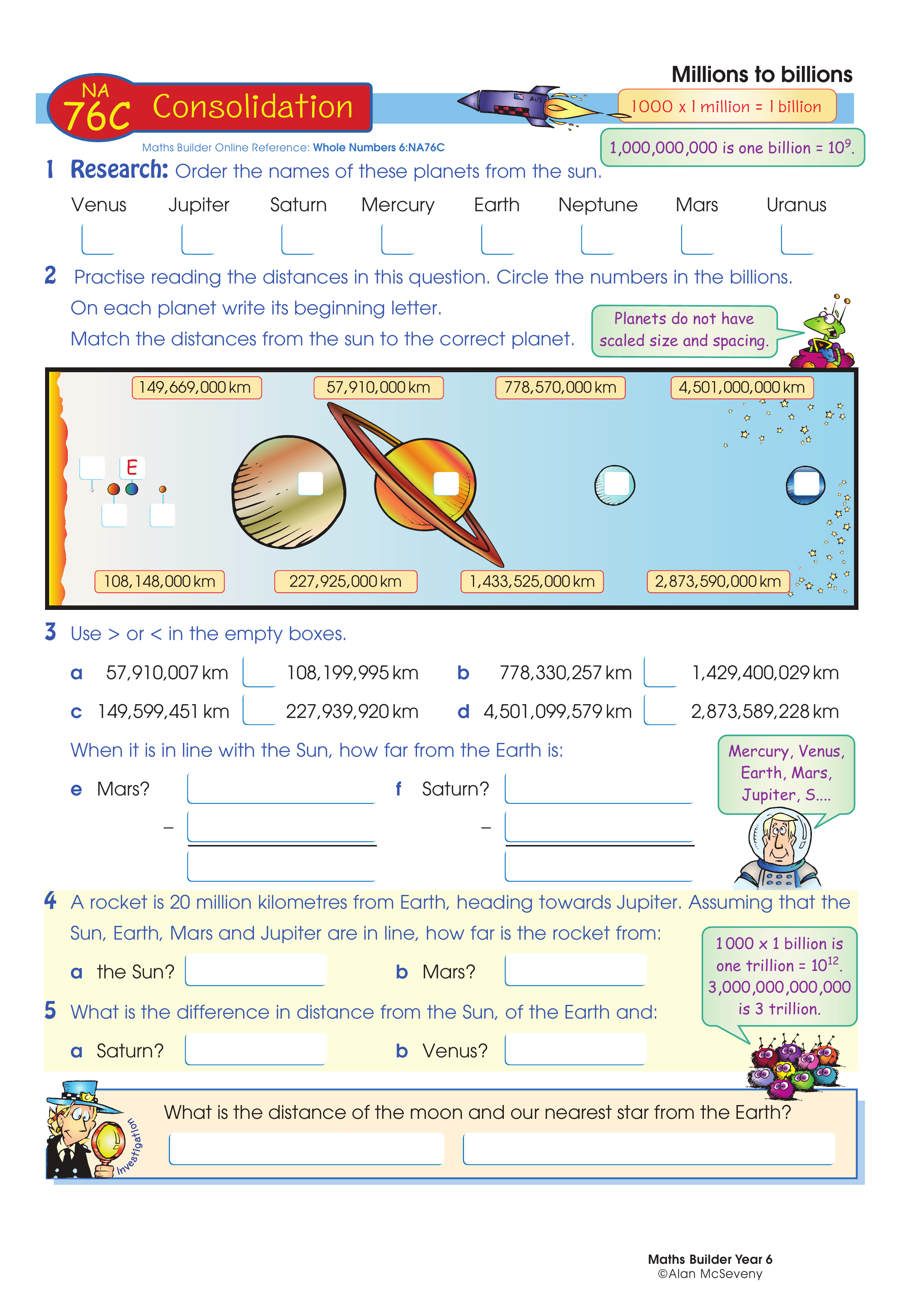 Millions to billions — worksheet preview