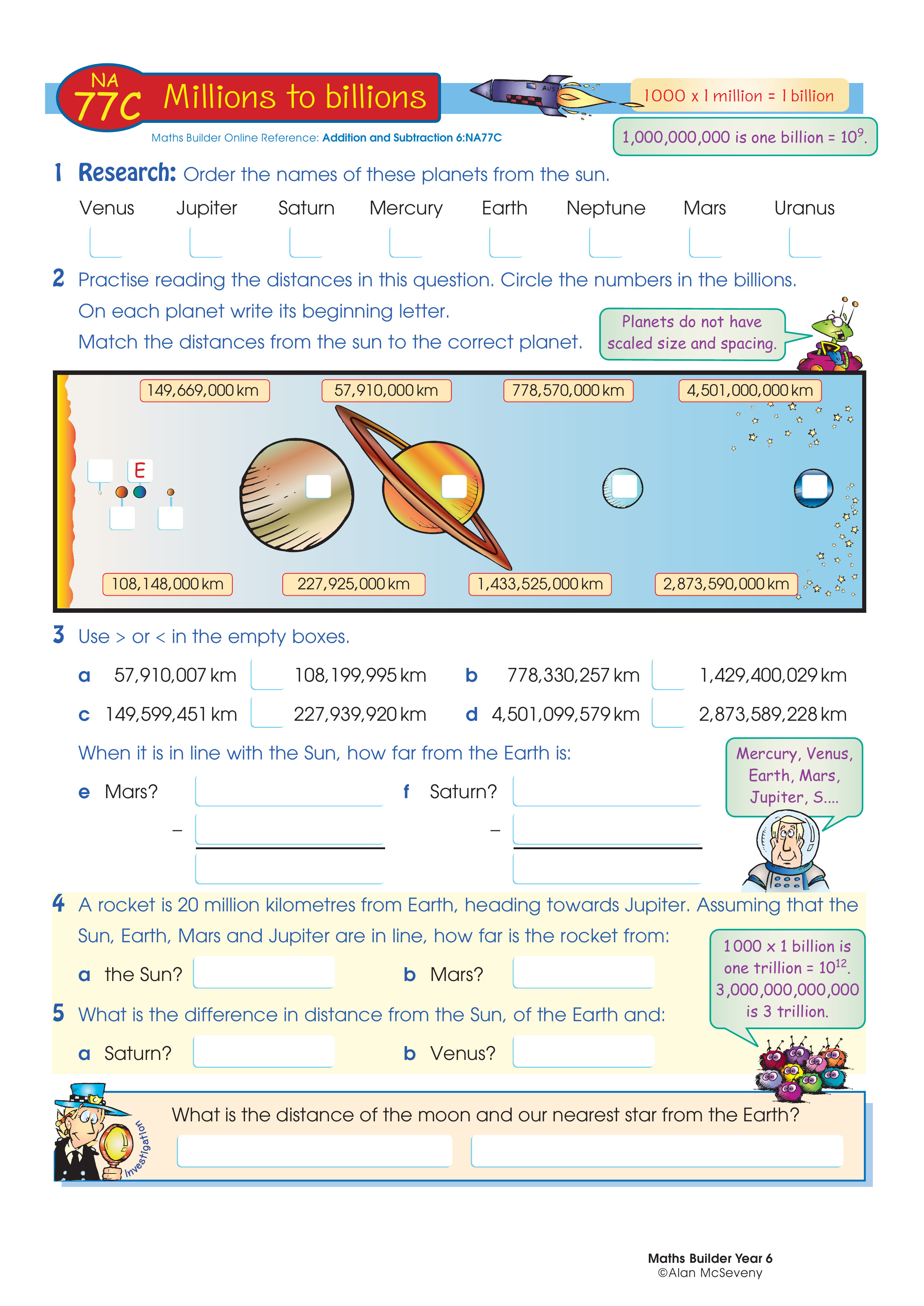 Millions to billions — worksheet preview