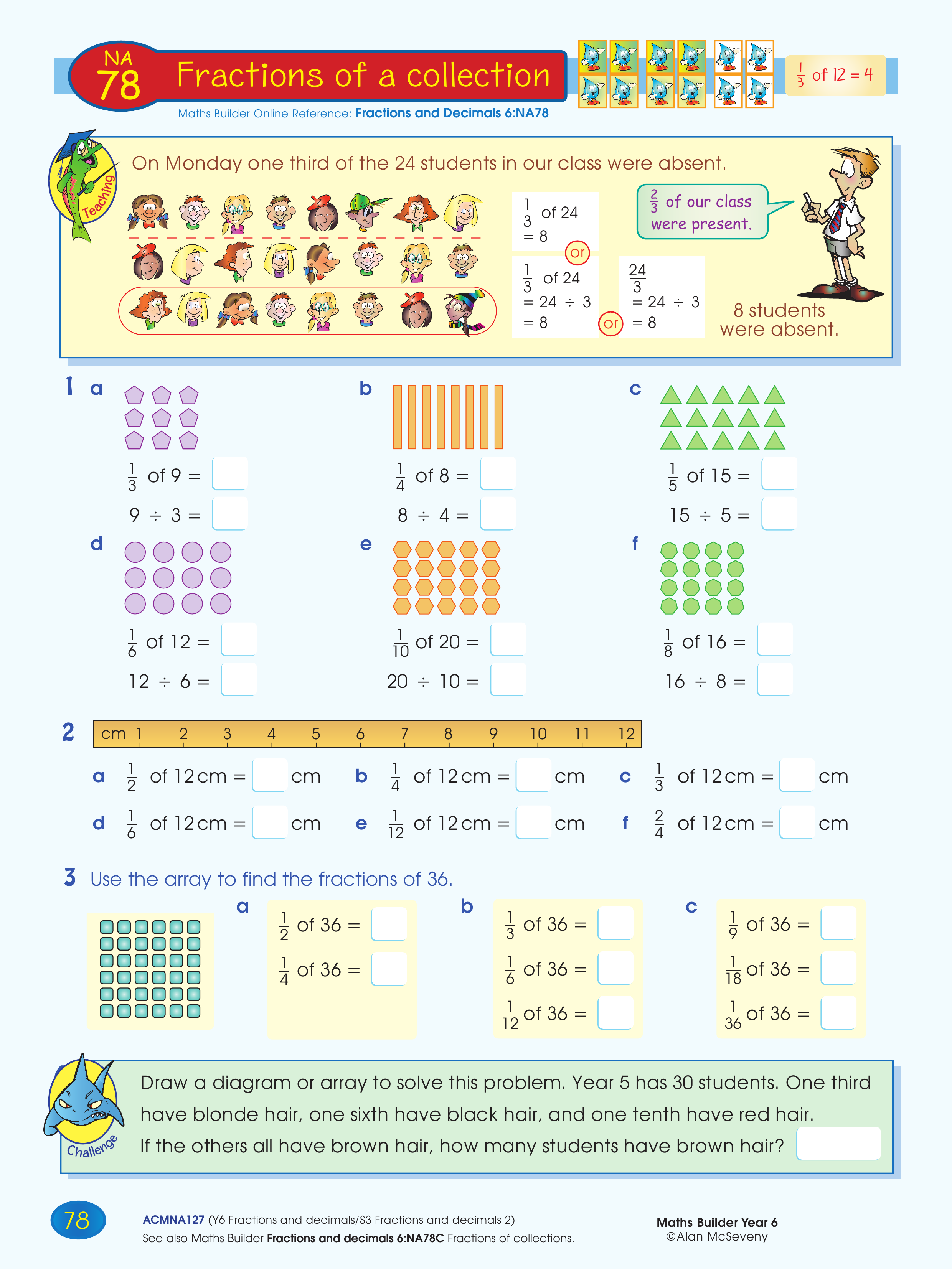 Fractions of a collection — worksheet preview