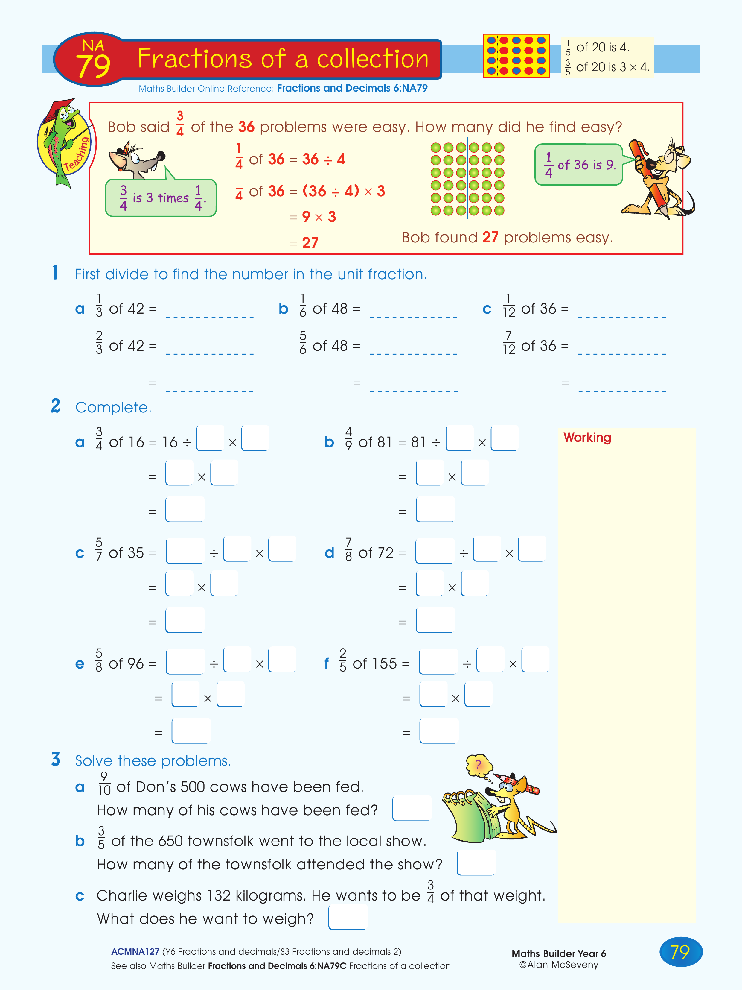 Fractions of a collection — worksheet preview