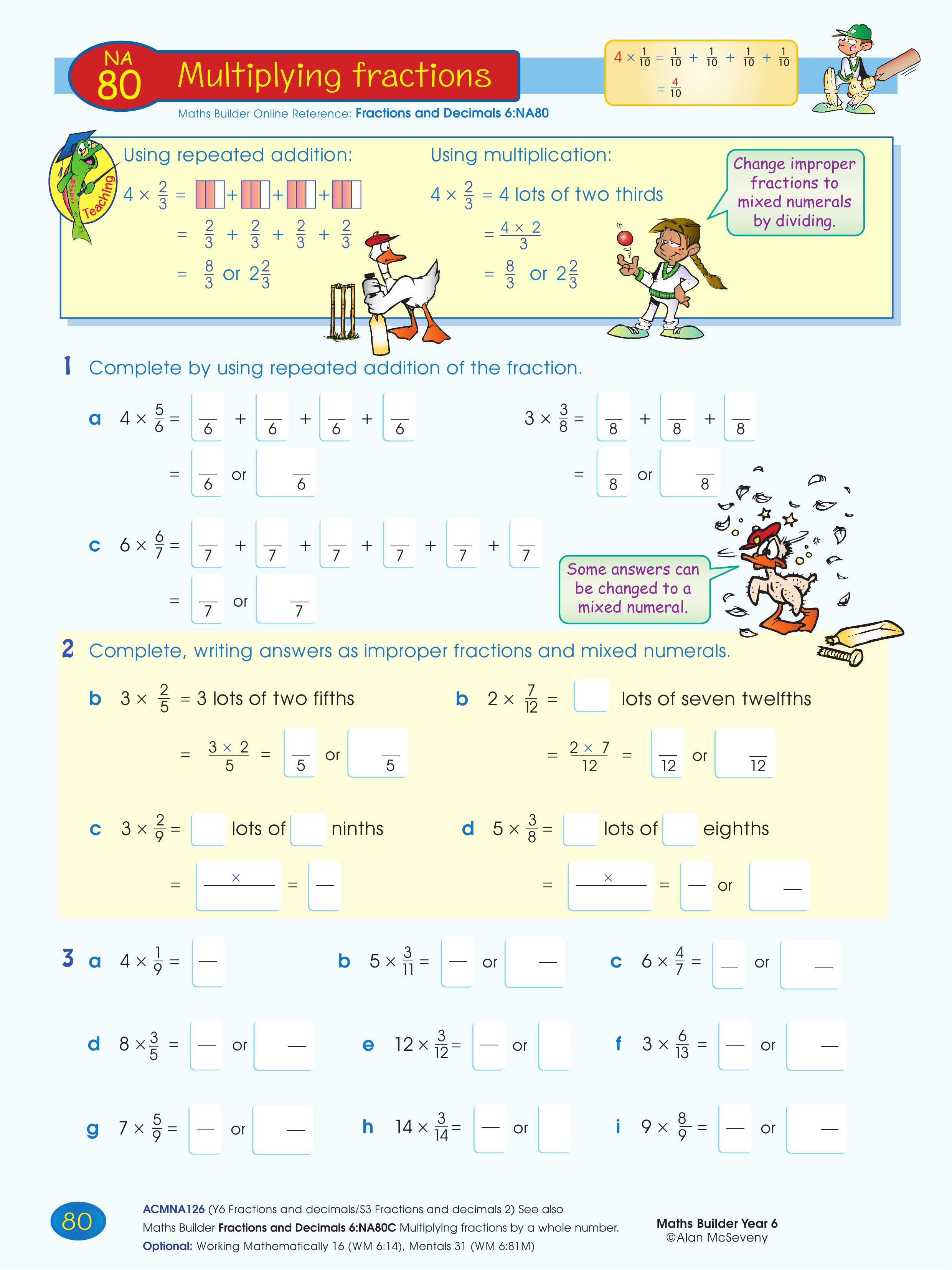 Multiplying fractions — worksheet preview