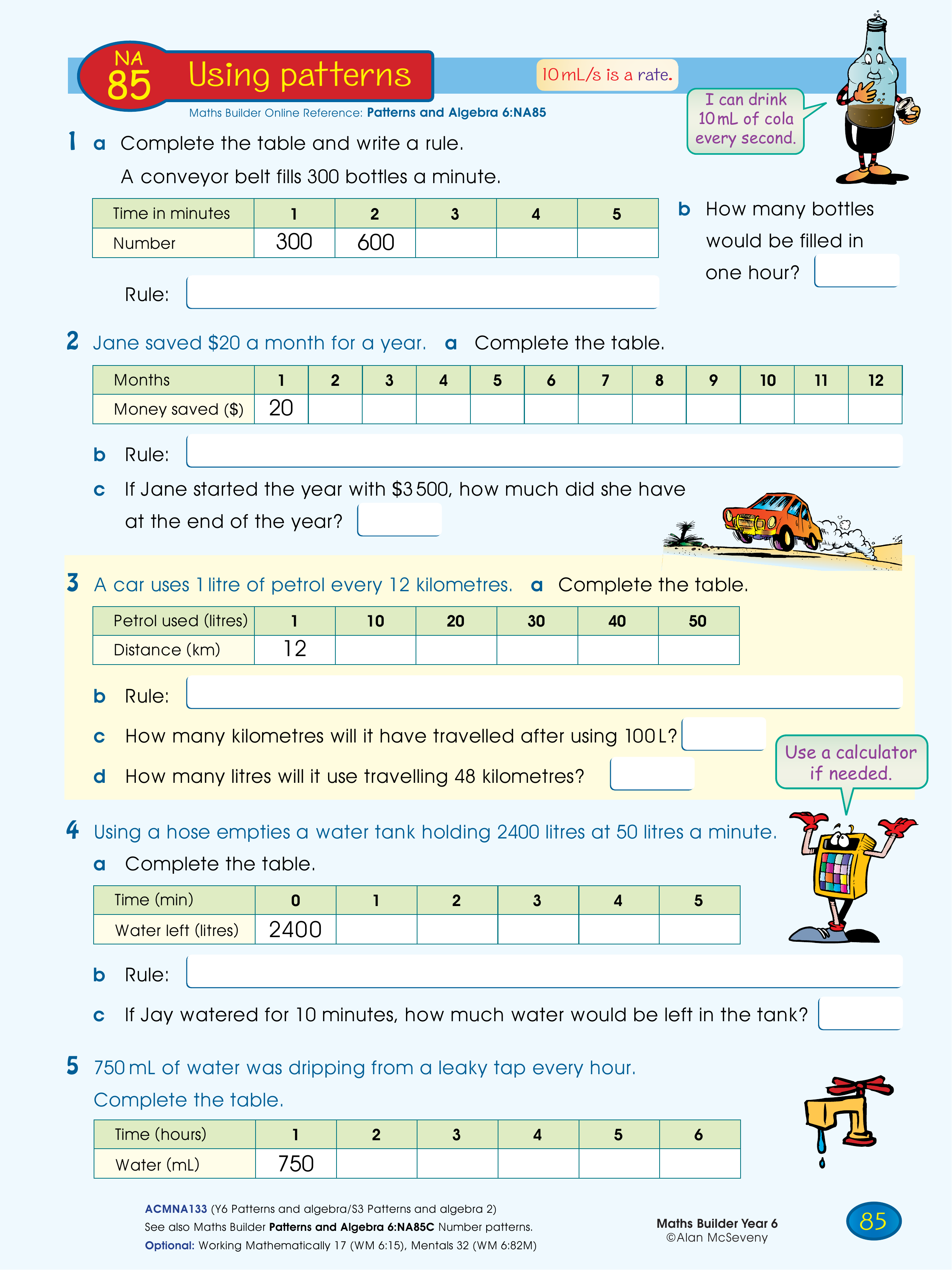 Using patterns — worksheet preview