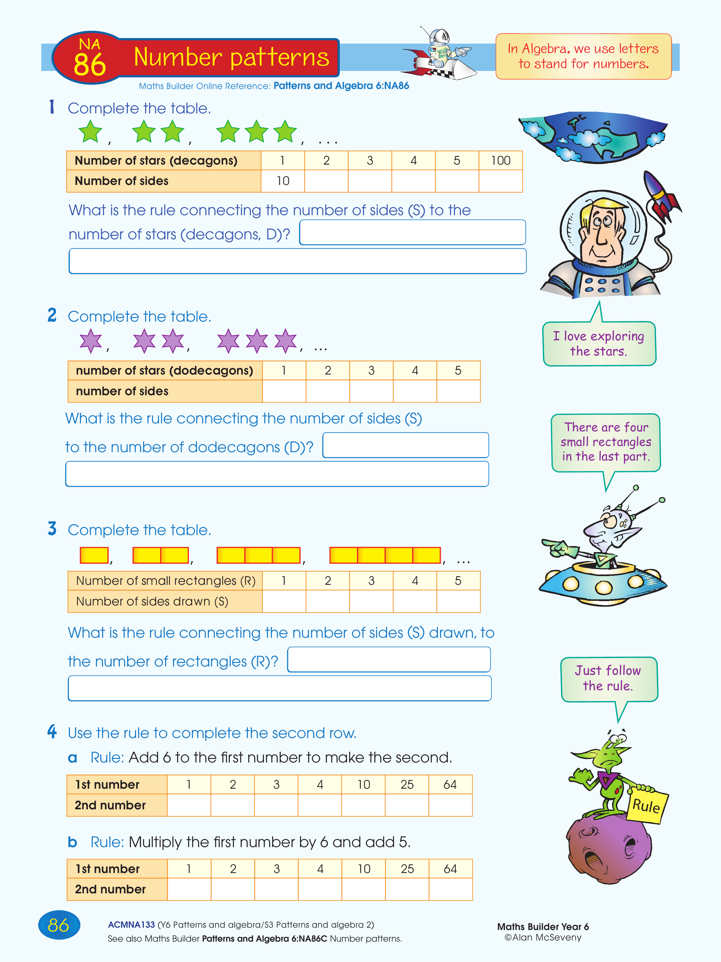 Number patterns — worksheet preview