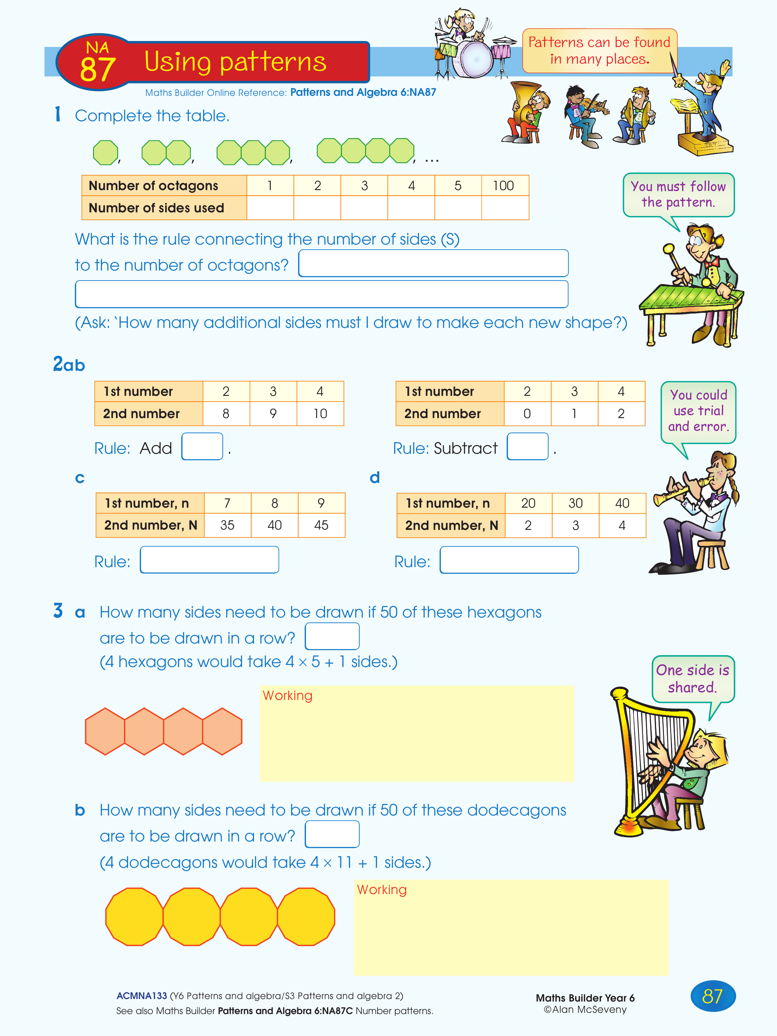 Using patterns — worksheet preview
