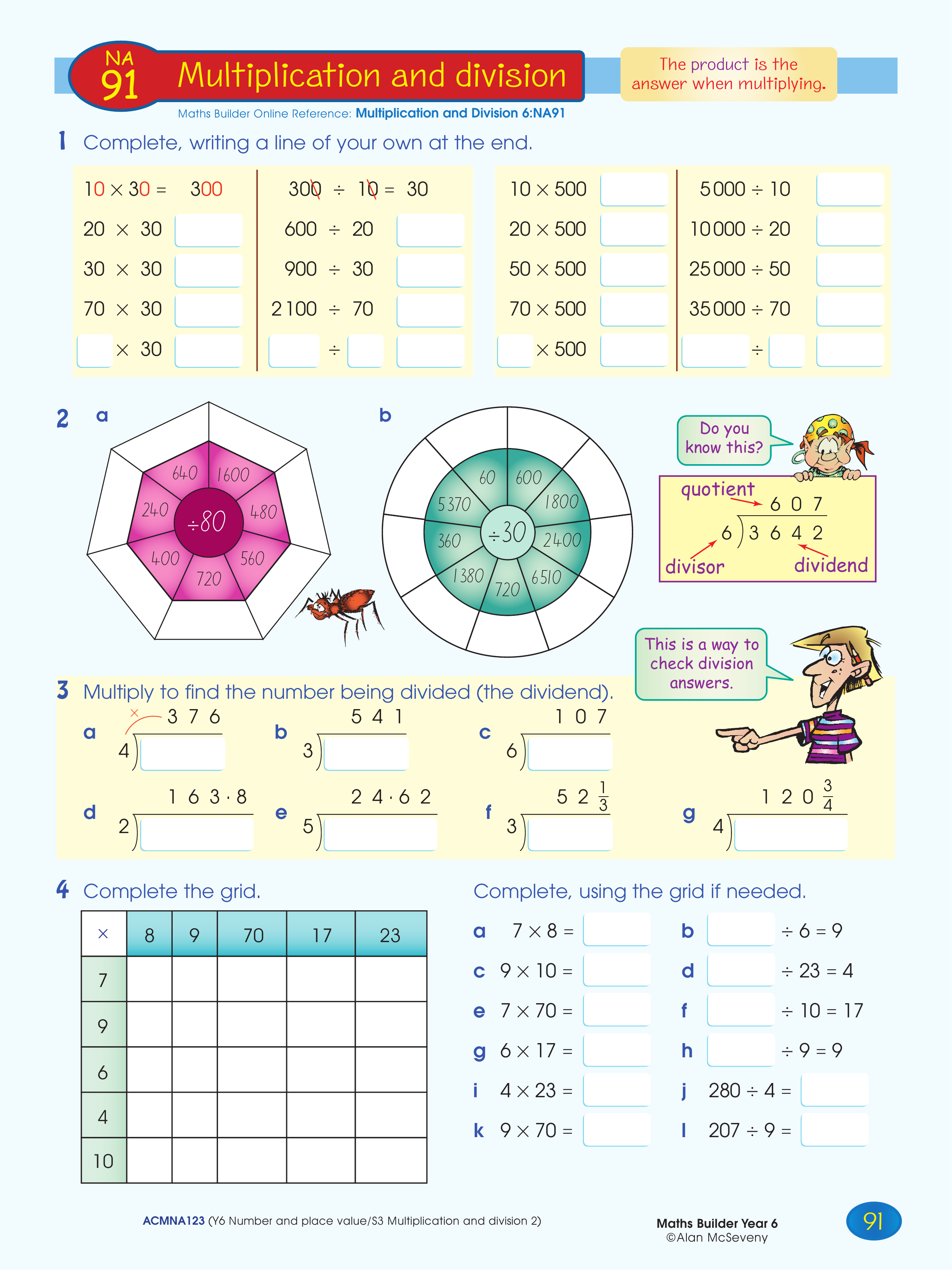 Multiplication and division — worksheet preview