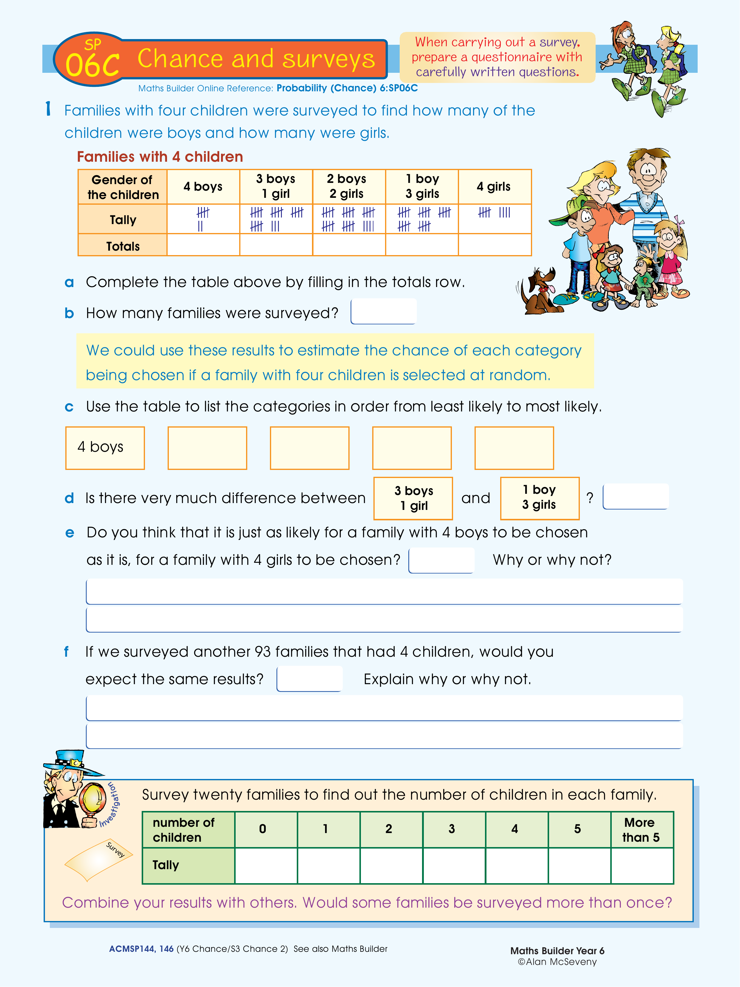 Chance and surveys — worksheet preview