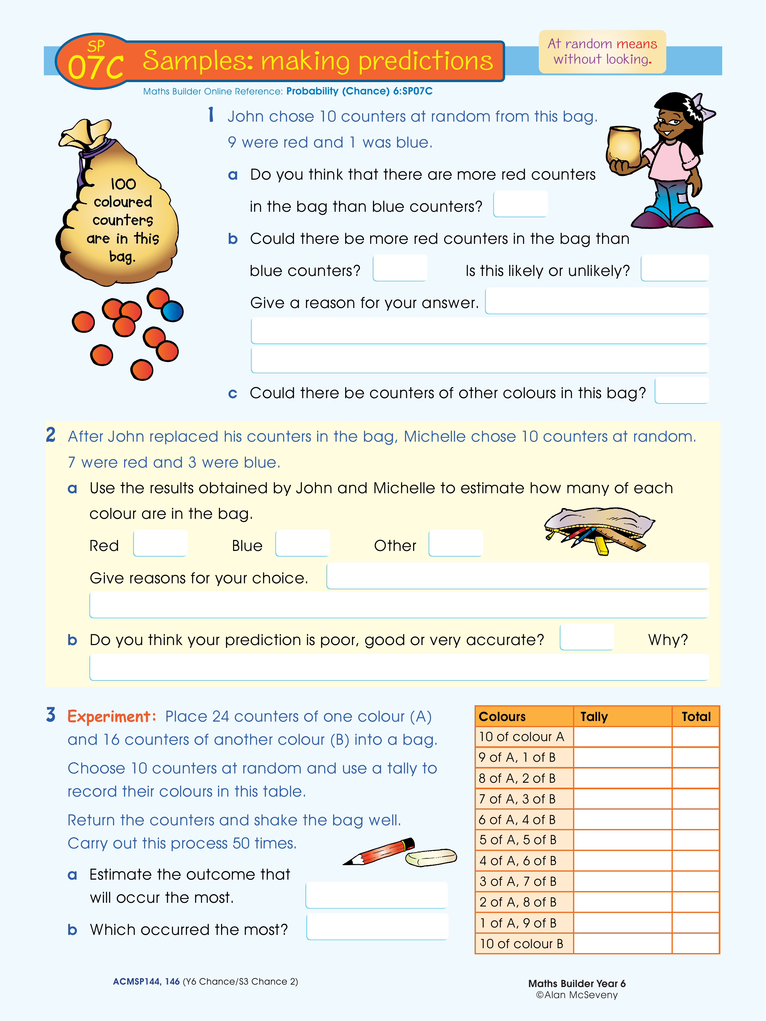 Samples: making predictions — worksheet preview