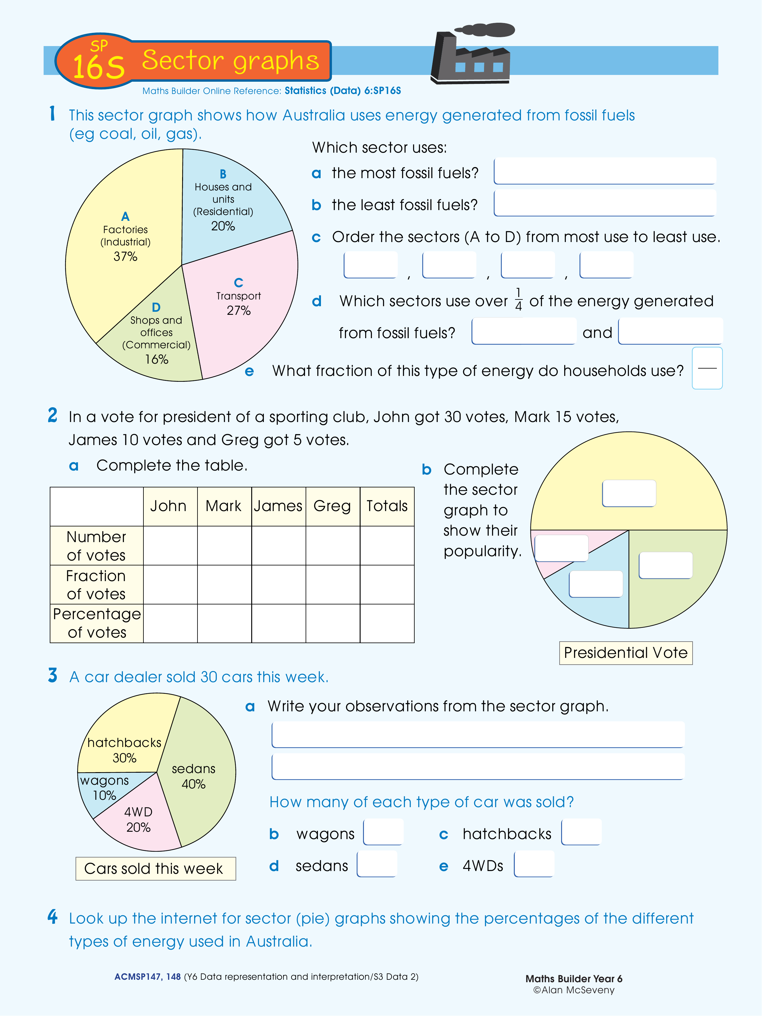 Sector graphs — worksheet preview