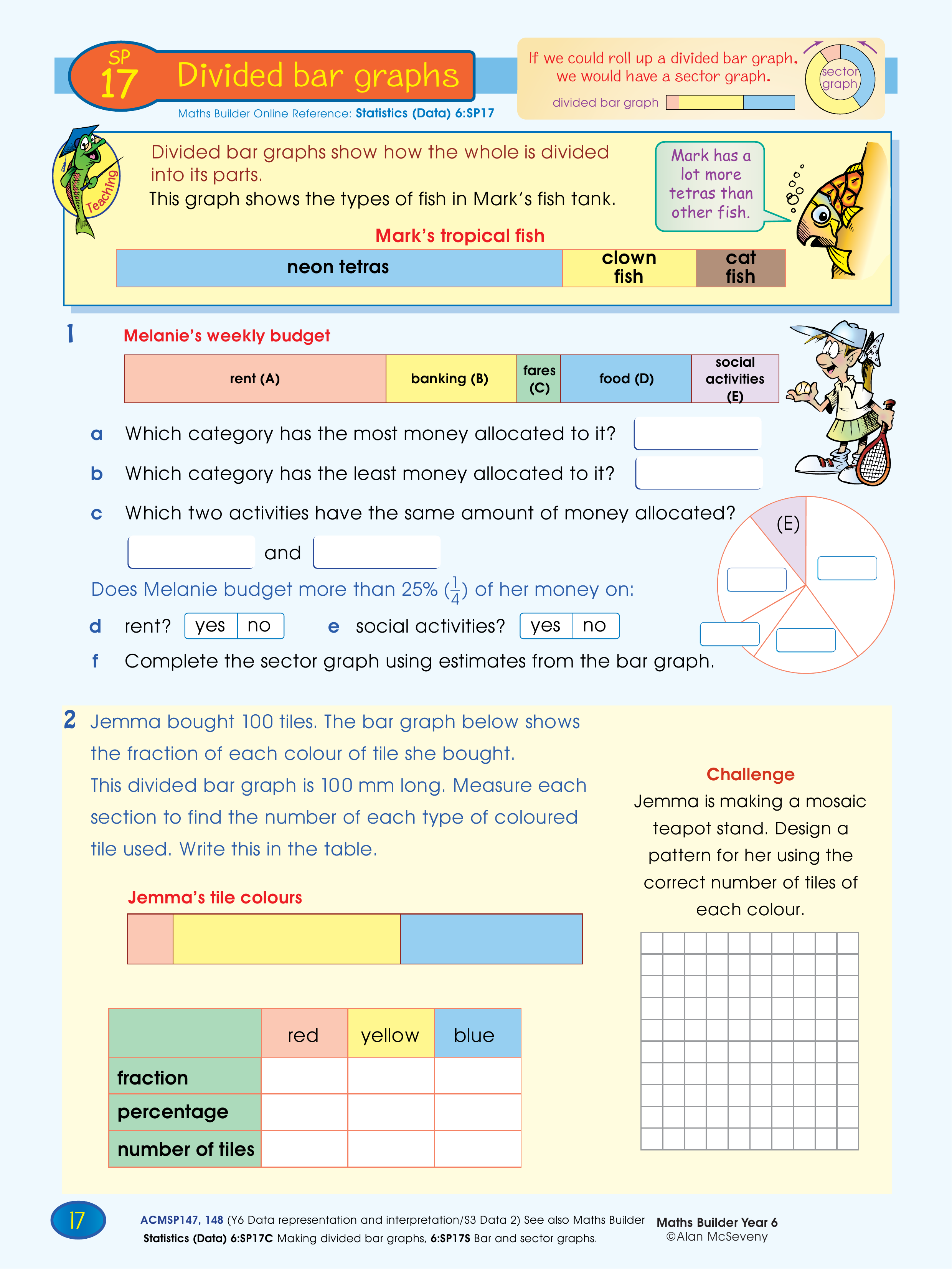 Divided bar graphs — worksheet preview