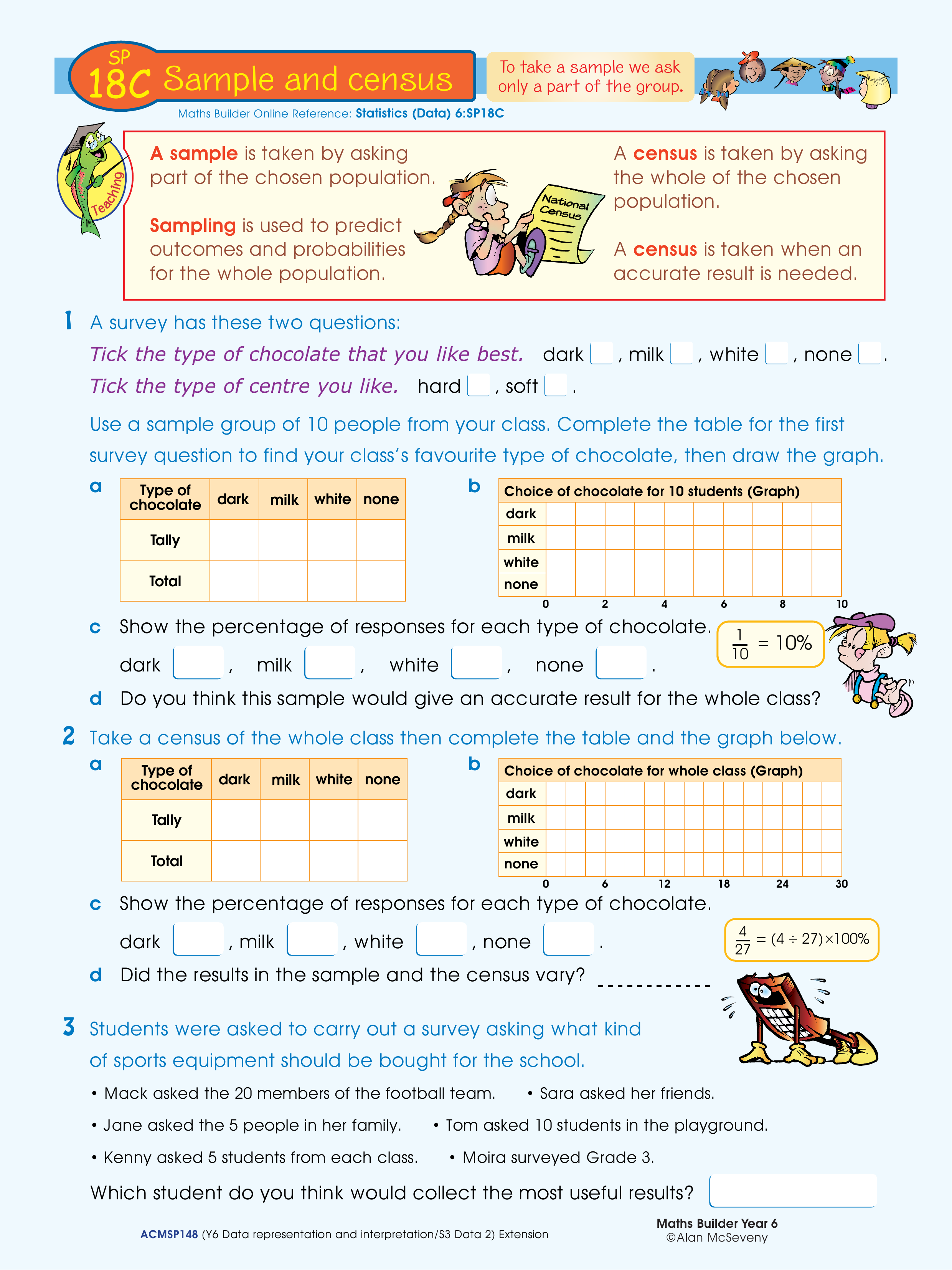 Sample and census — worksheet preview