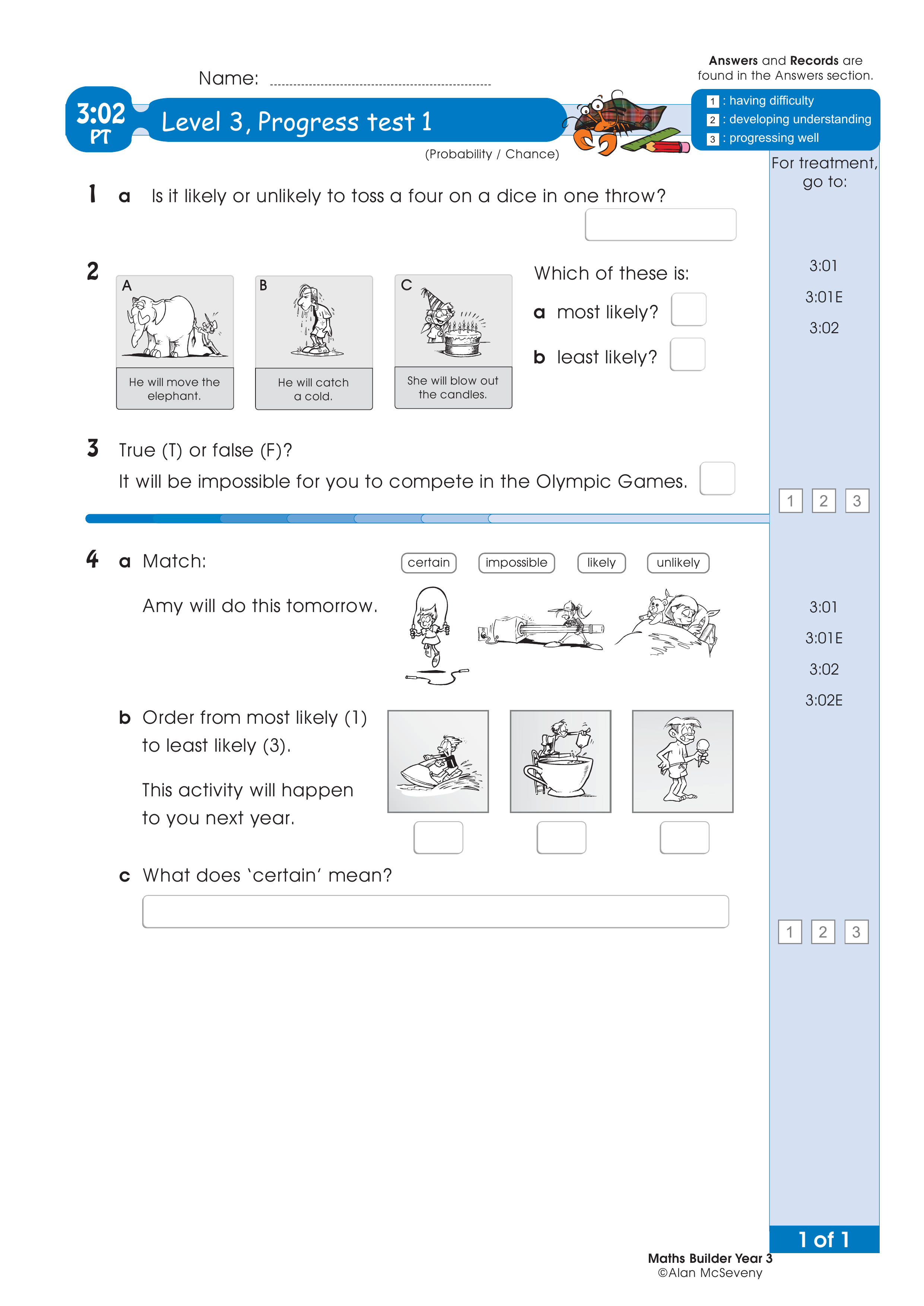 Progress test — worksheet preview