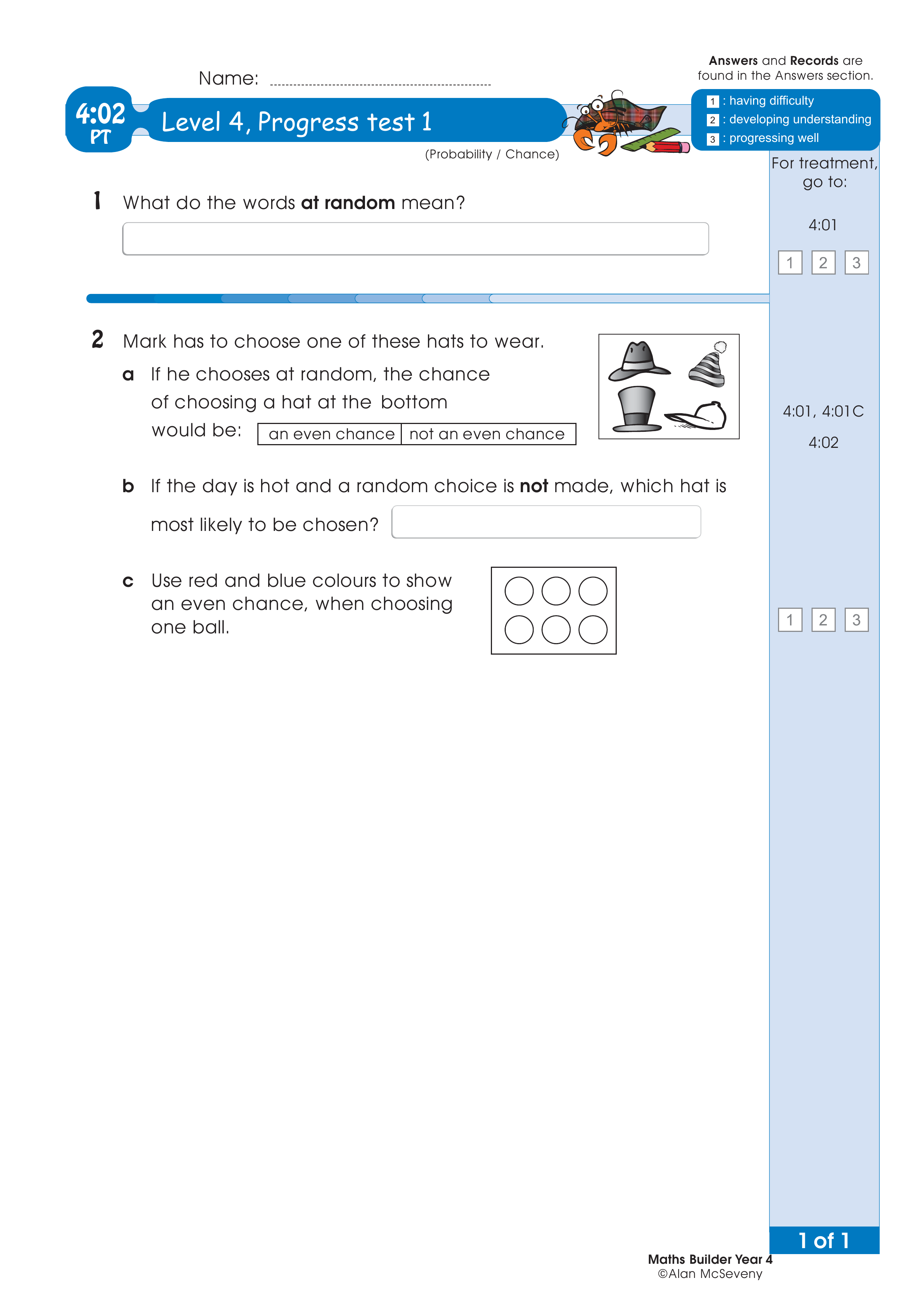 Progress test — worksheet preview