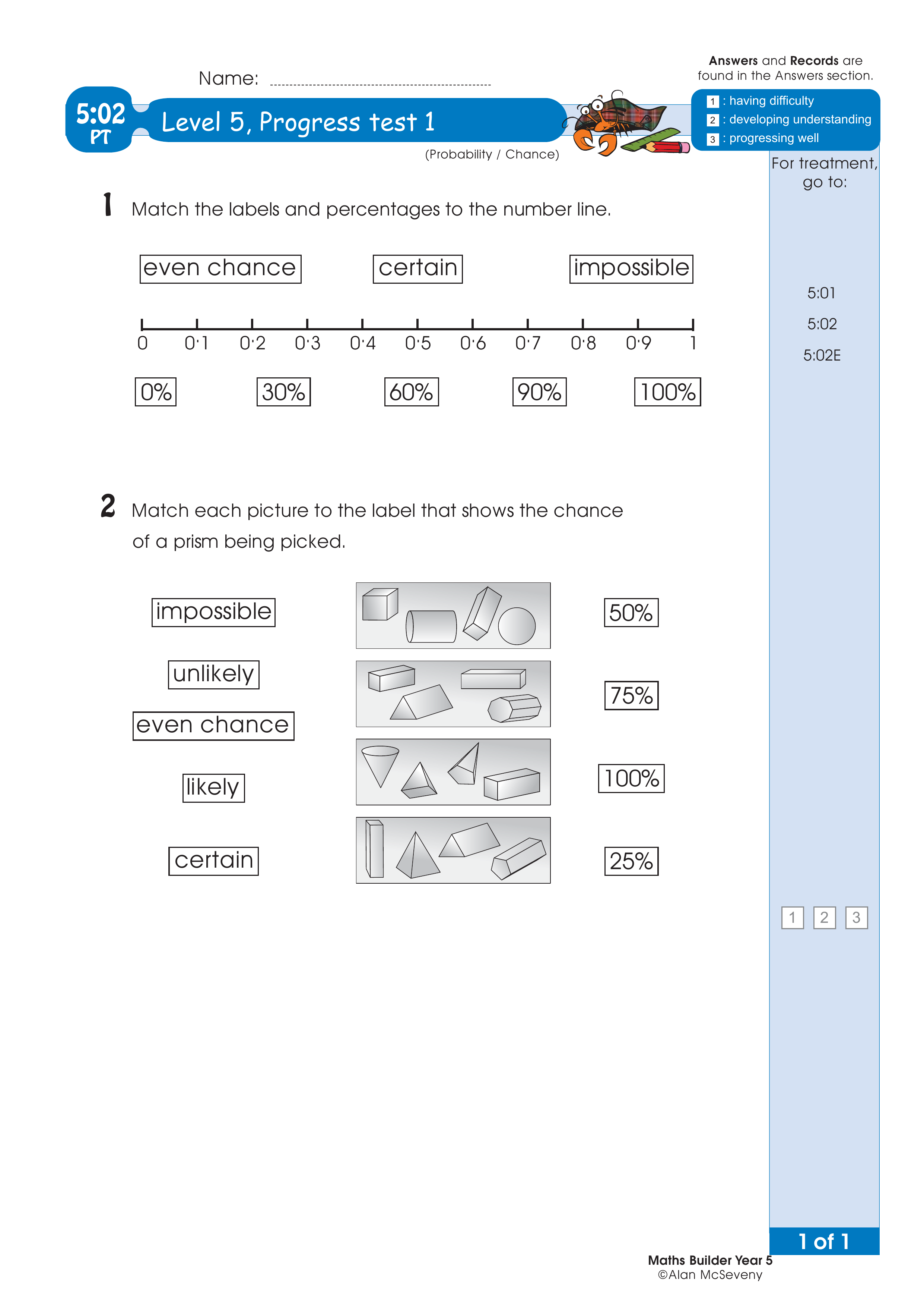 Progress test — worksheet preview