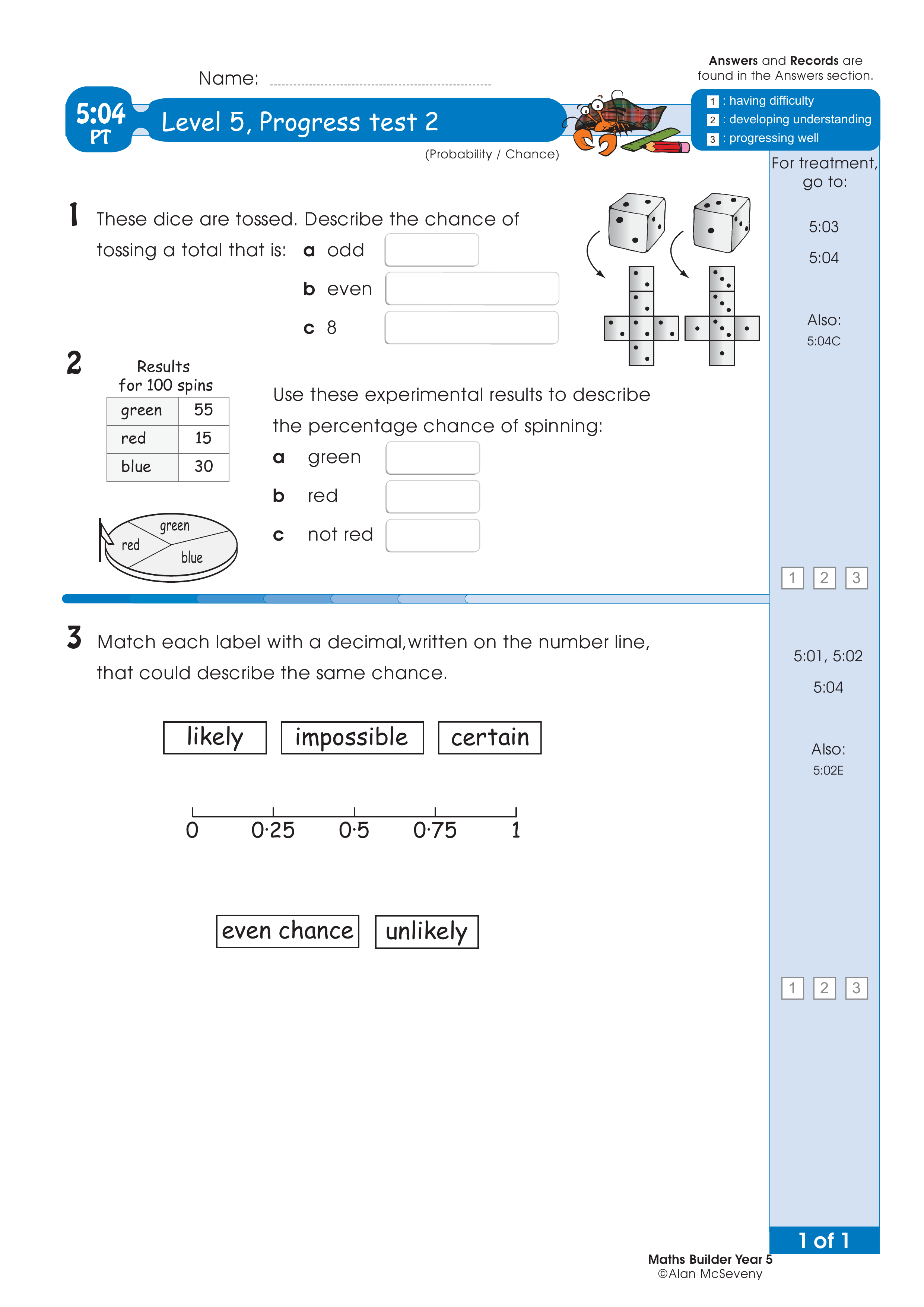 Progress test — worksheet preview