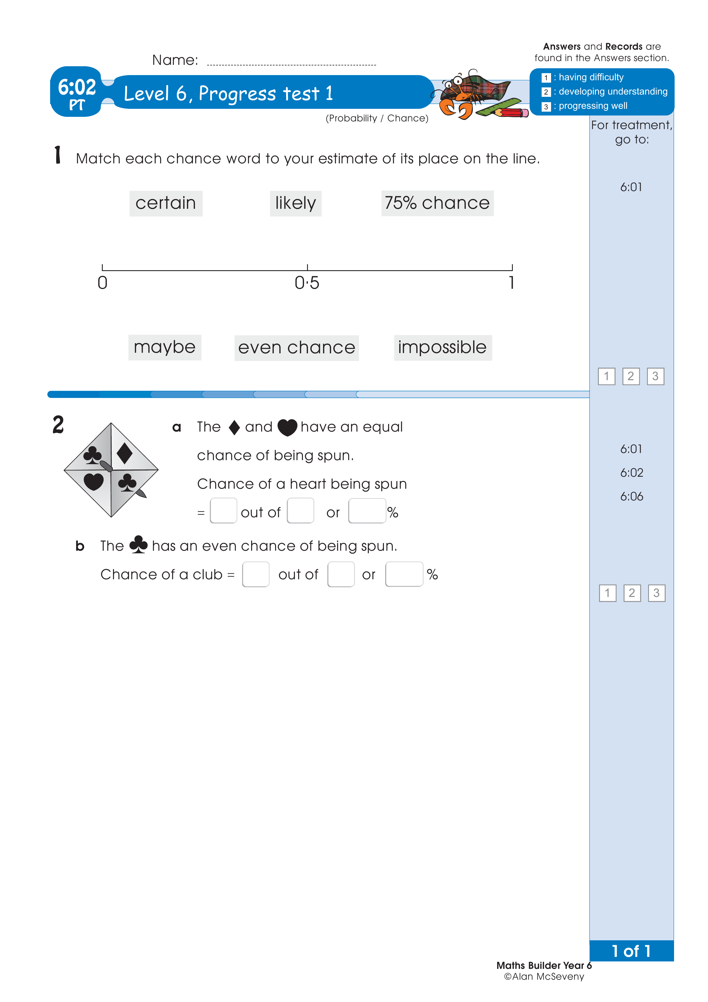 Progress test — worksheet preview