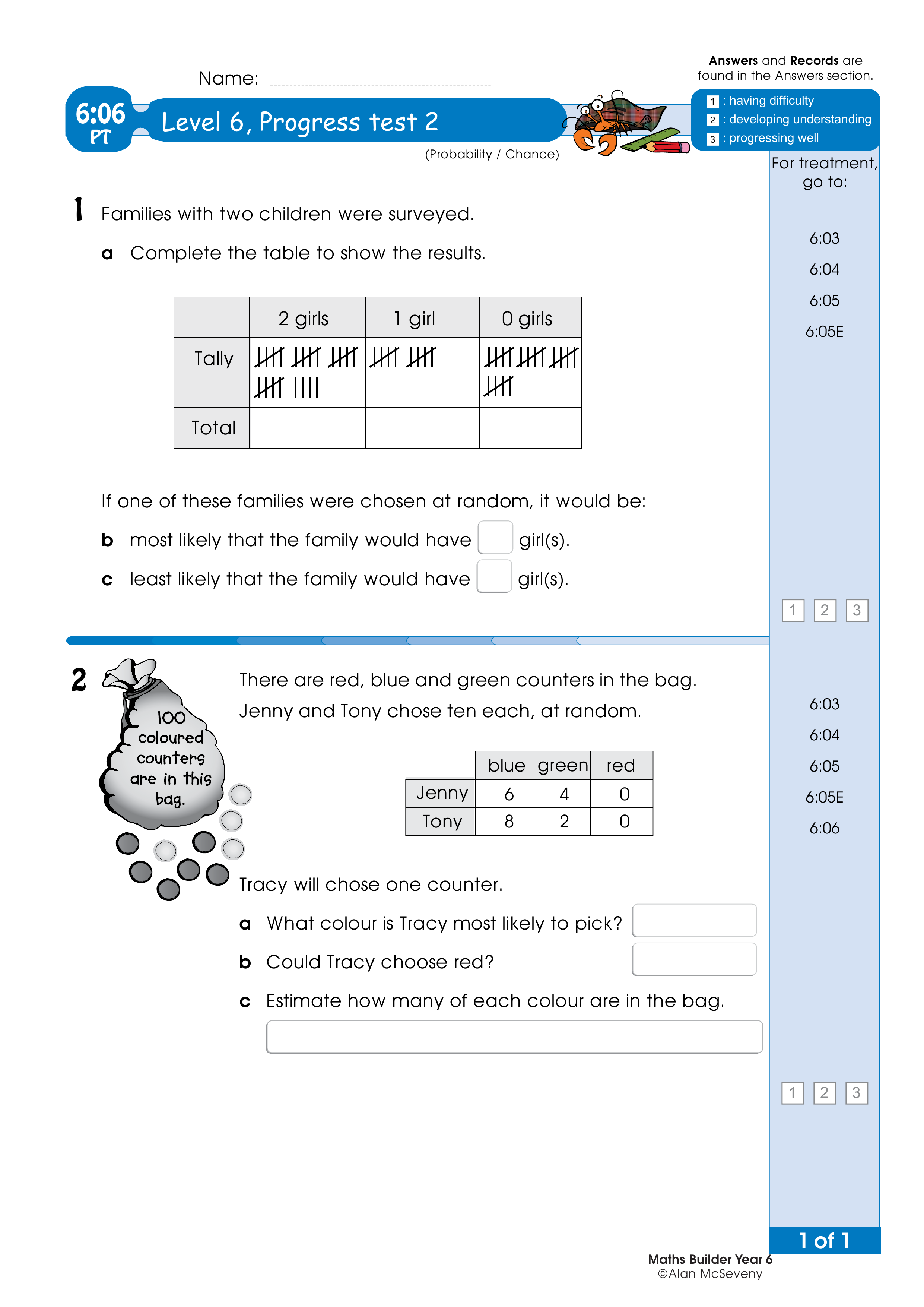 Progress test — worksheet preview
