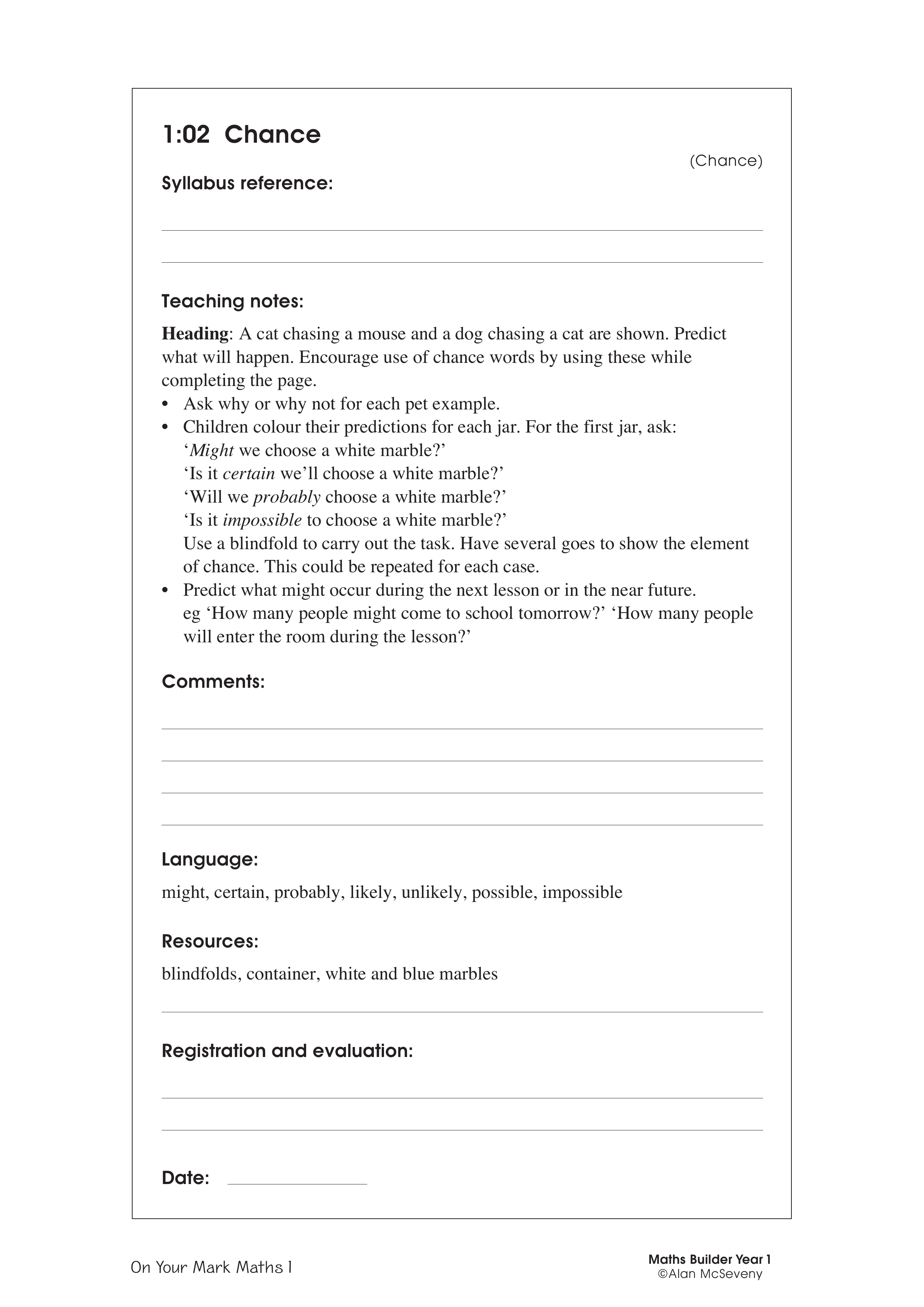 Chance — worksheet preview