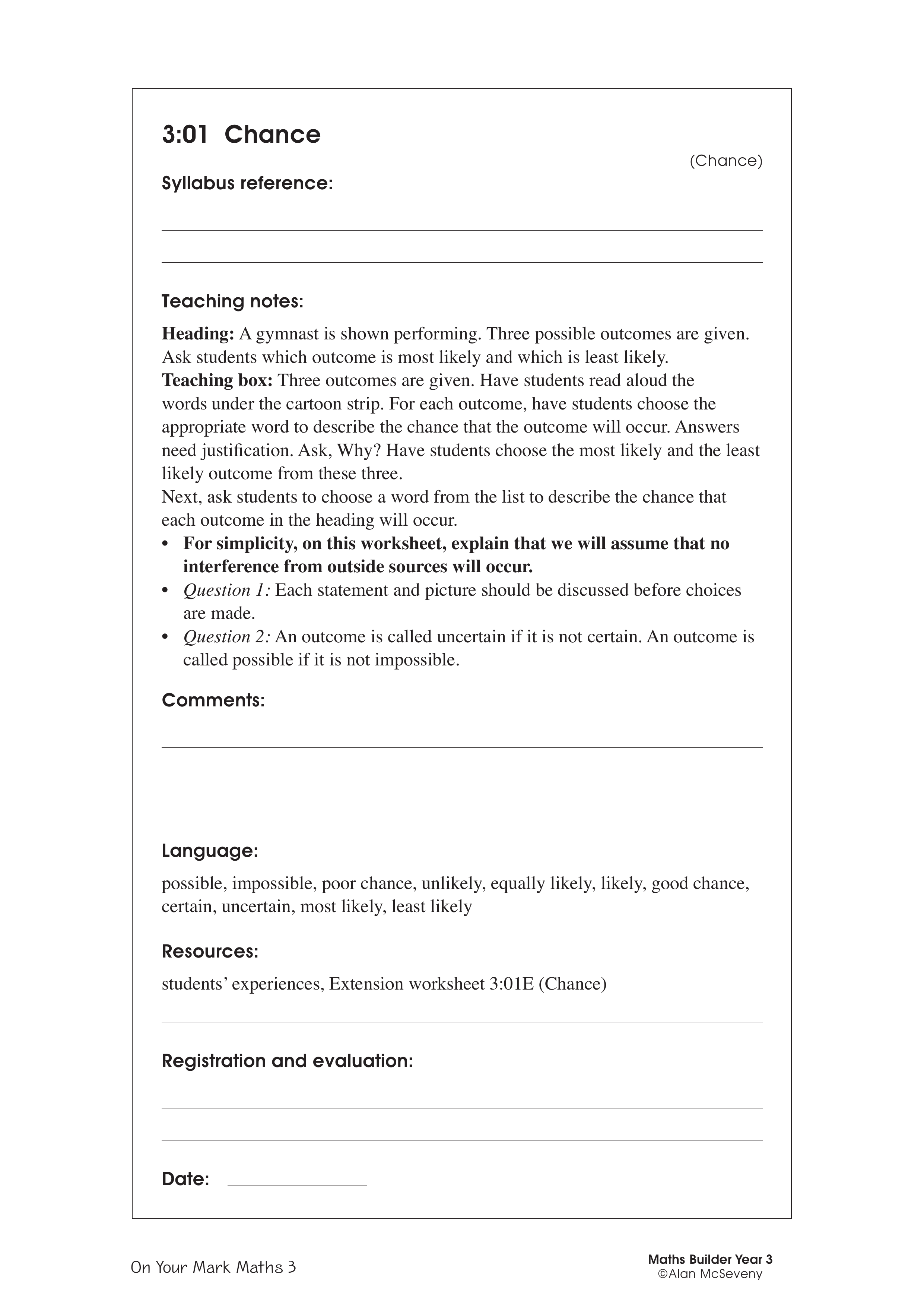 Chance — worksheet preview