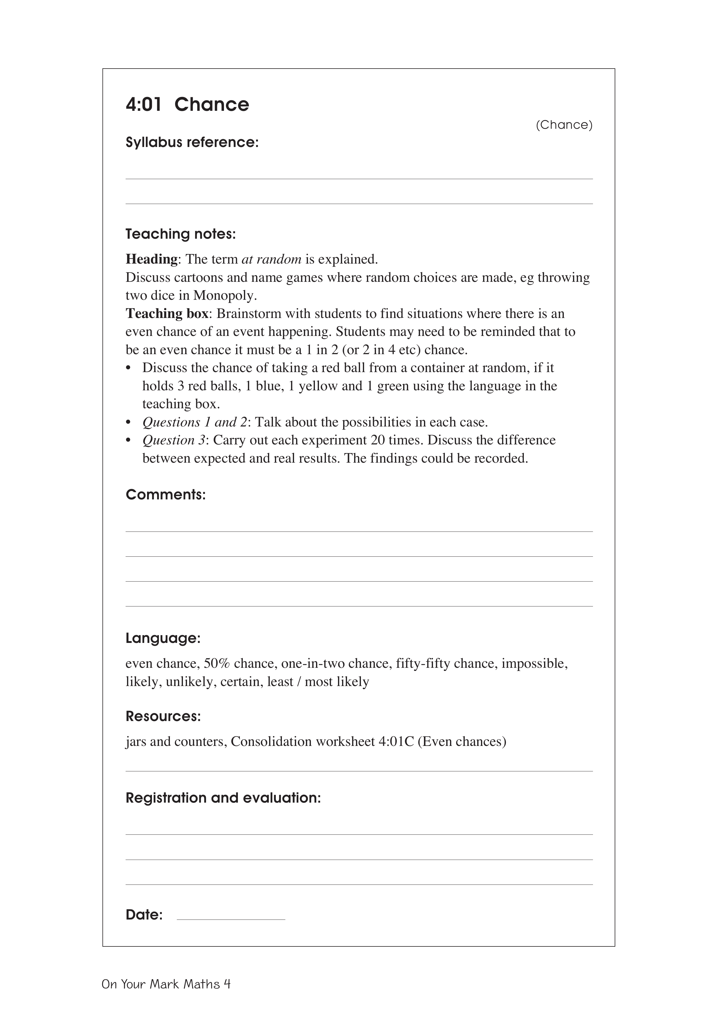 Chance — worksheet preview