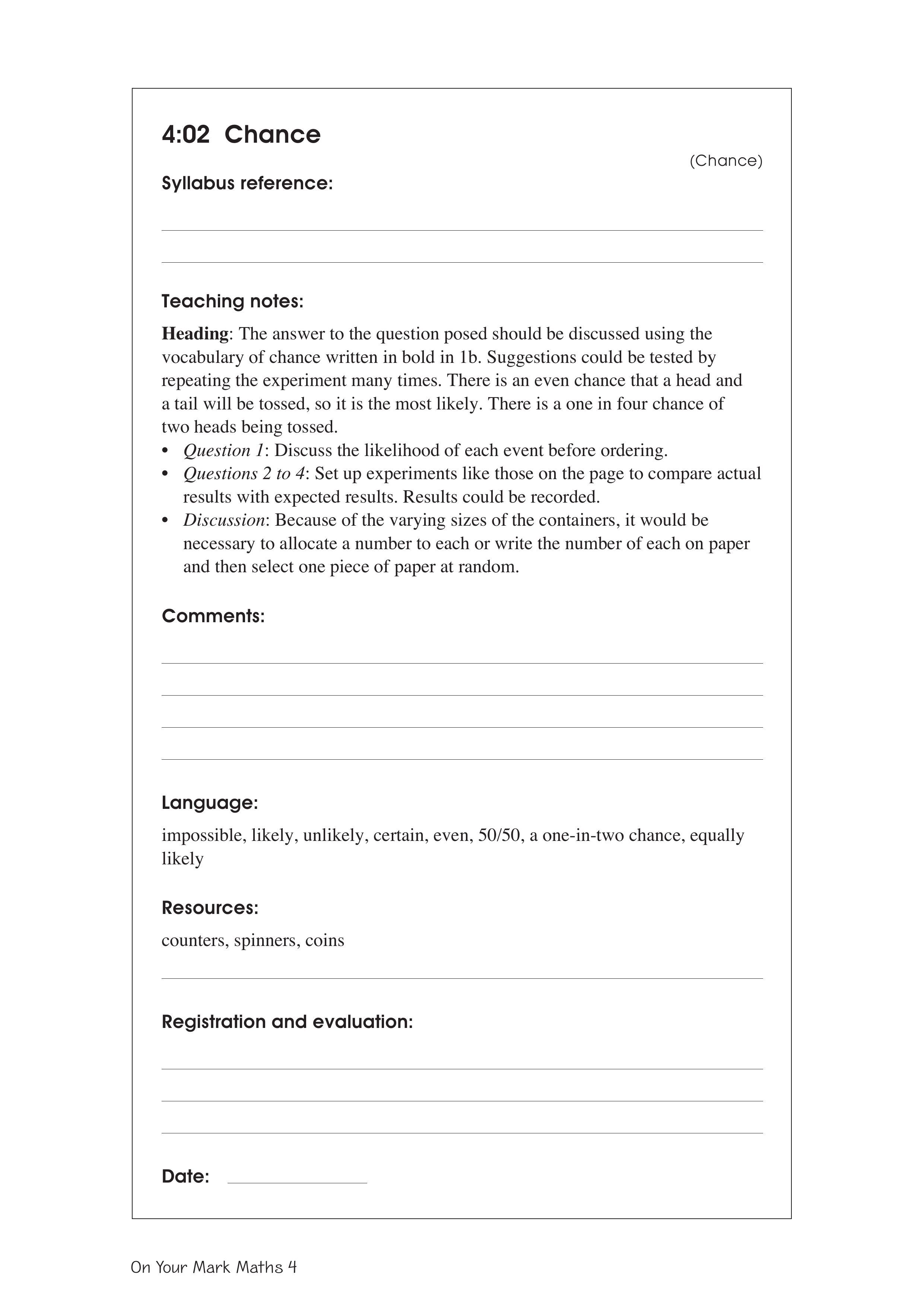 Chance — worksheet preview
