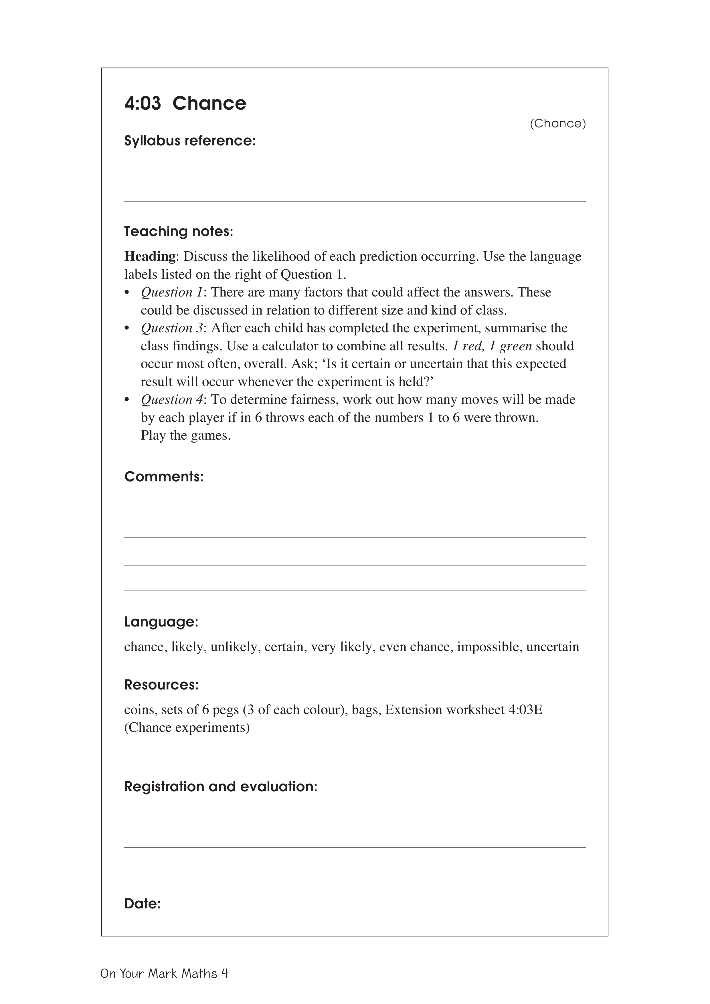 Chance — worksheet preview
