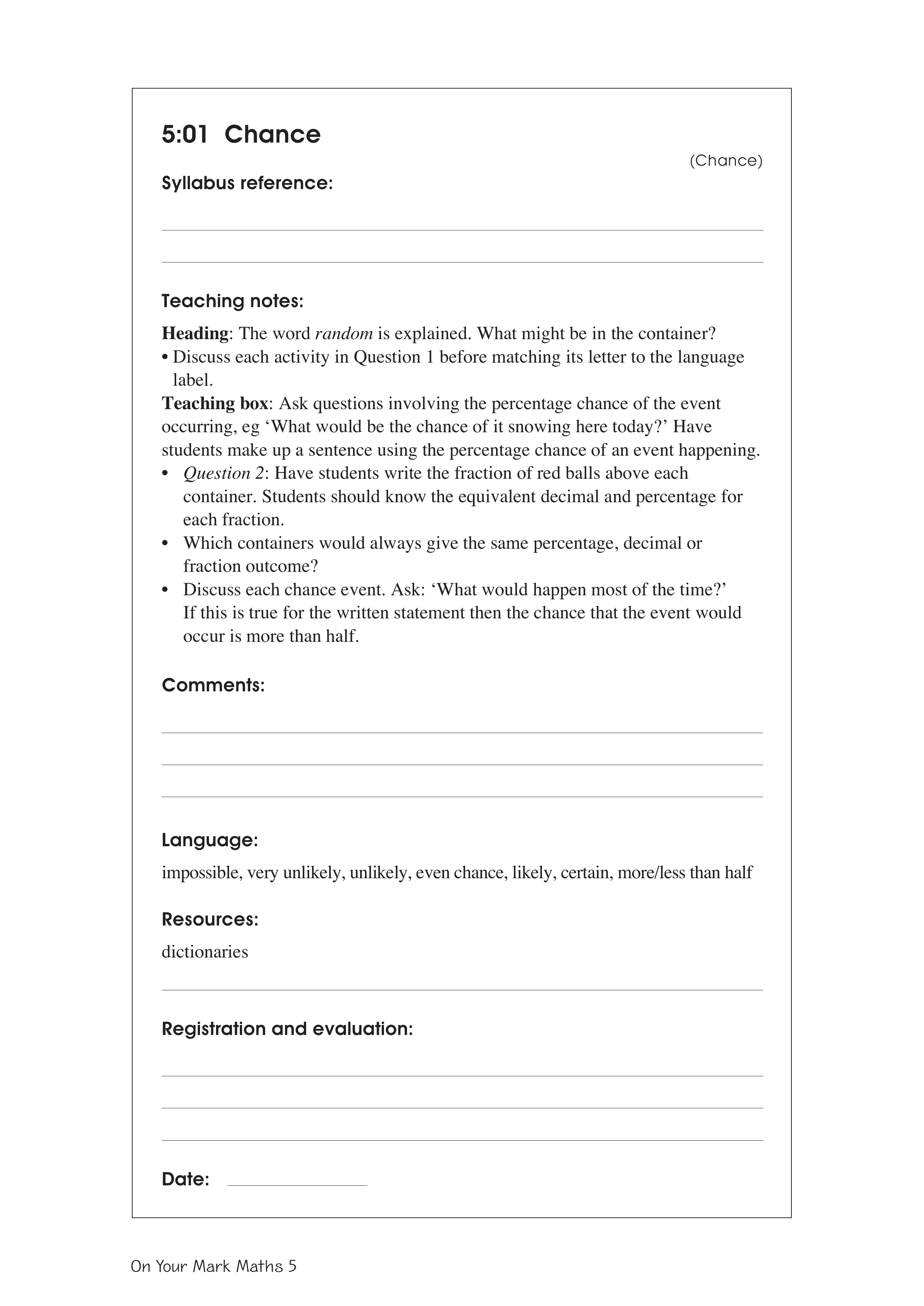 Chance — worksheet preview