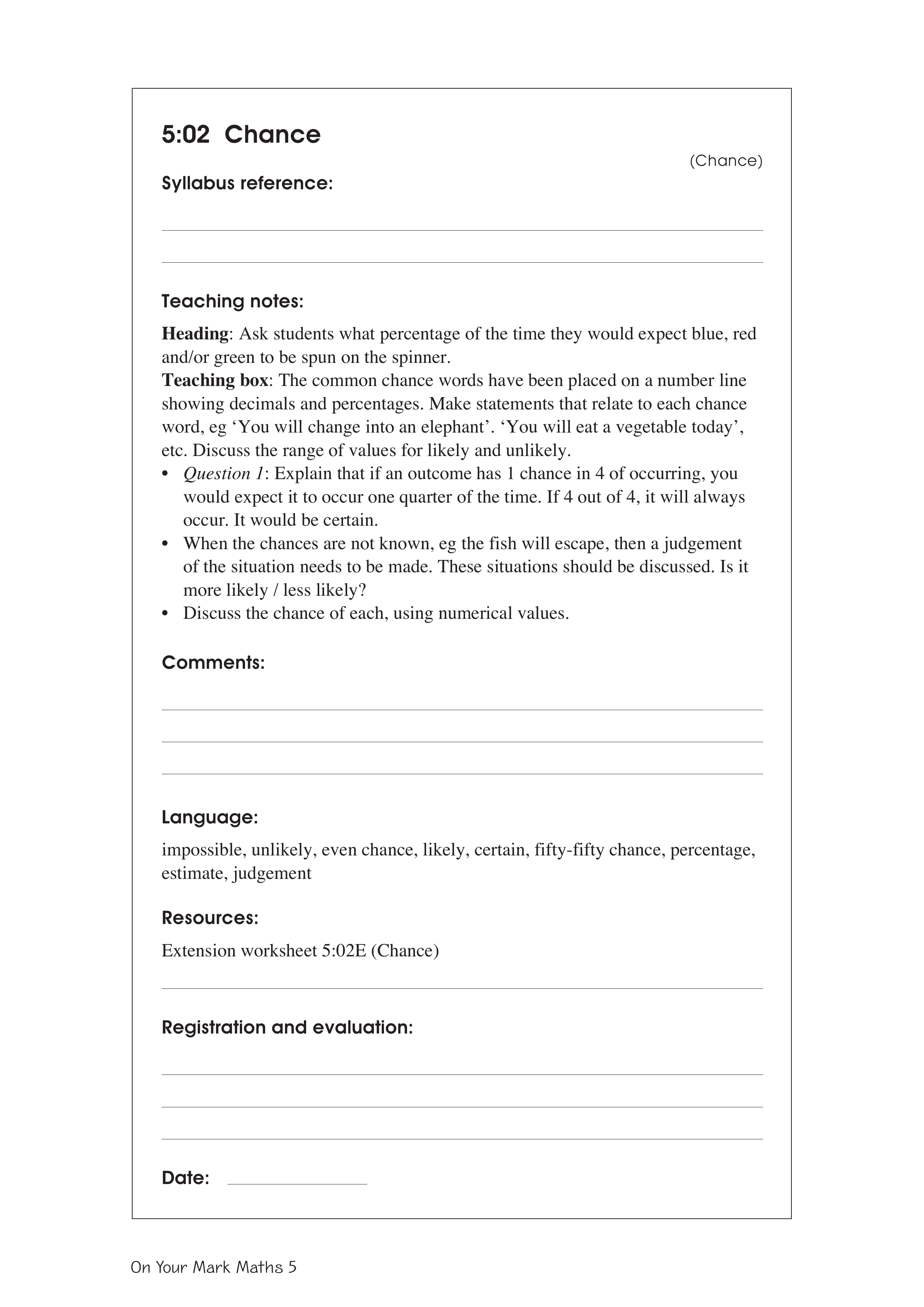 Chance — worksheet preview