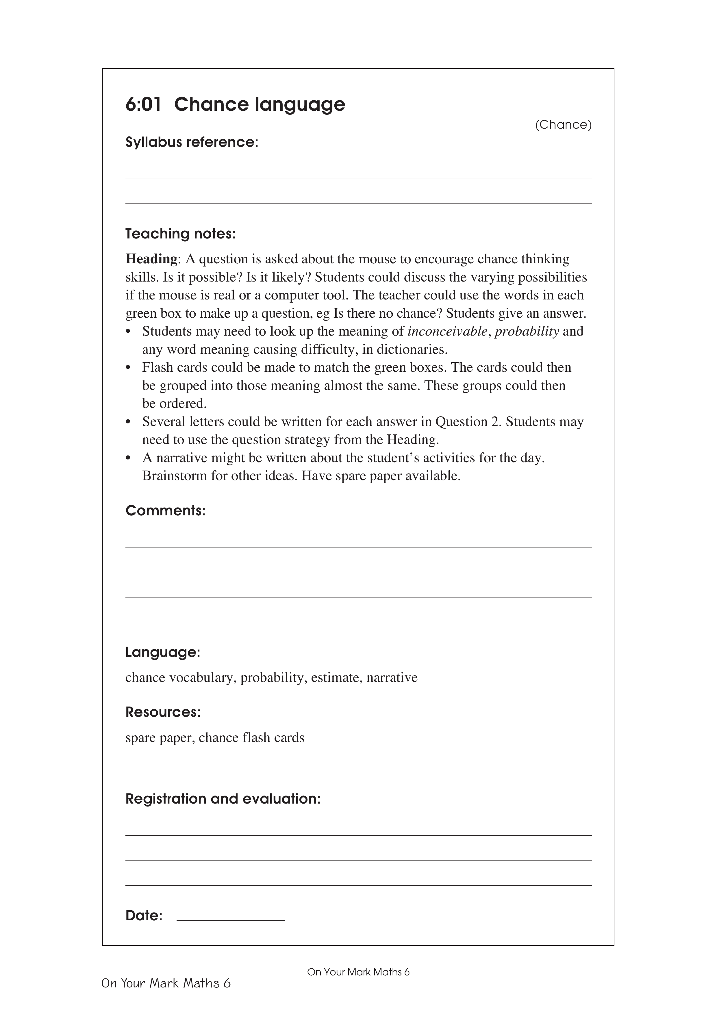 Chance language — worksheet preview